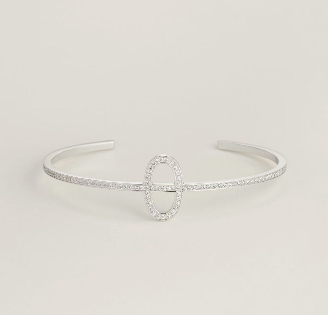 HERMÈS CHAINE D'ANCRE CONTOUR BRACELET WHITE GOLD DIAMONDS