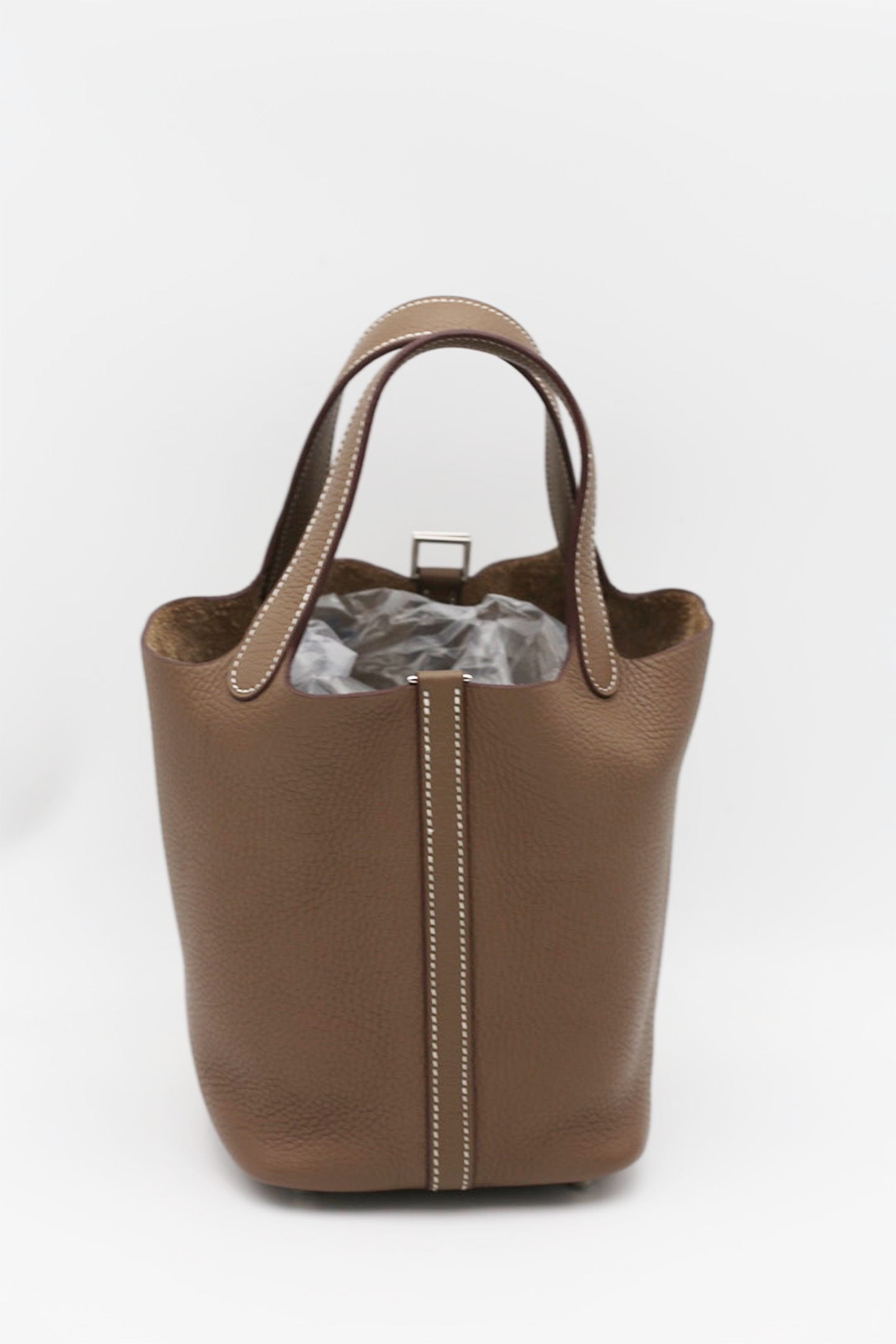 HERMÈS PICOTIN18 ETOUPE TOGO SILVER A STAMP