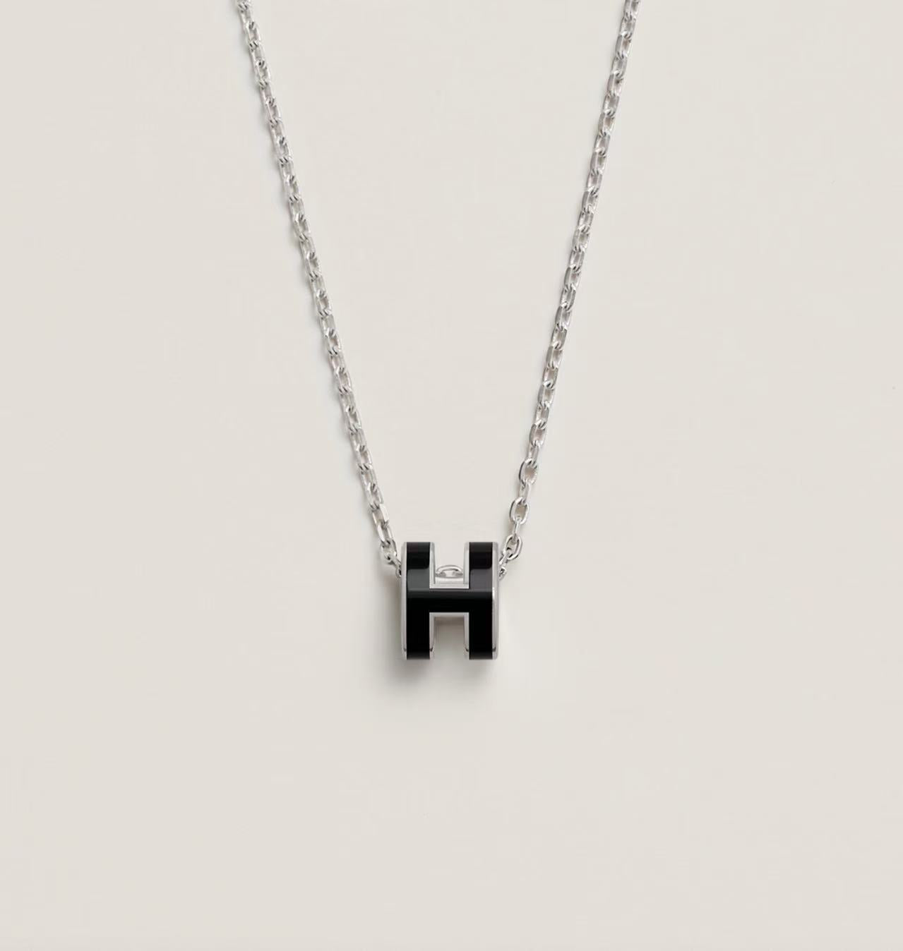 HERMÈS H POP NECKLACE BLACK SILVER