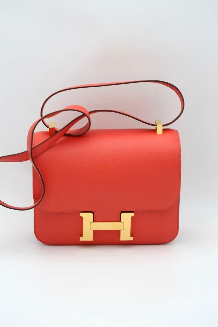 HERMÈS CONSTANCE24 ROSE PINK EPSOM GOLD HARDWARE X STAMP