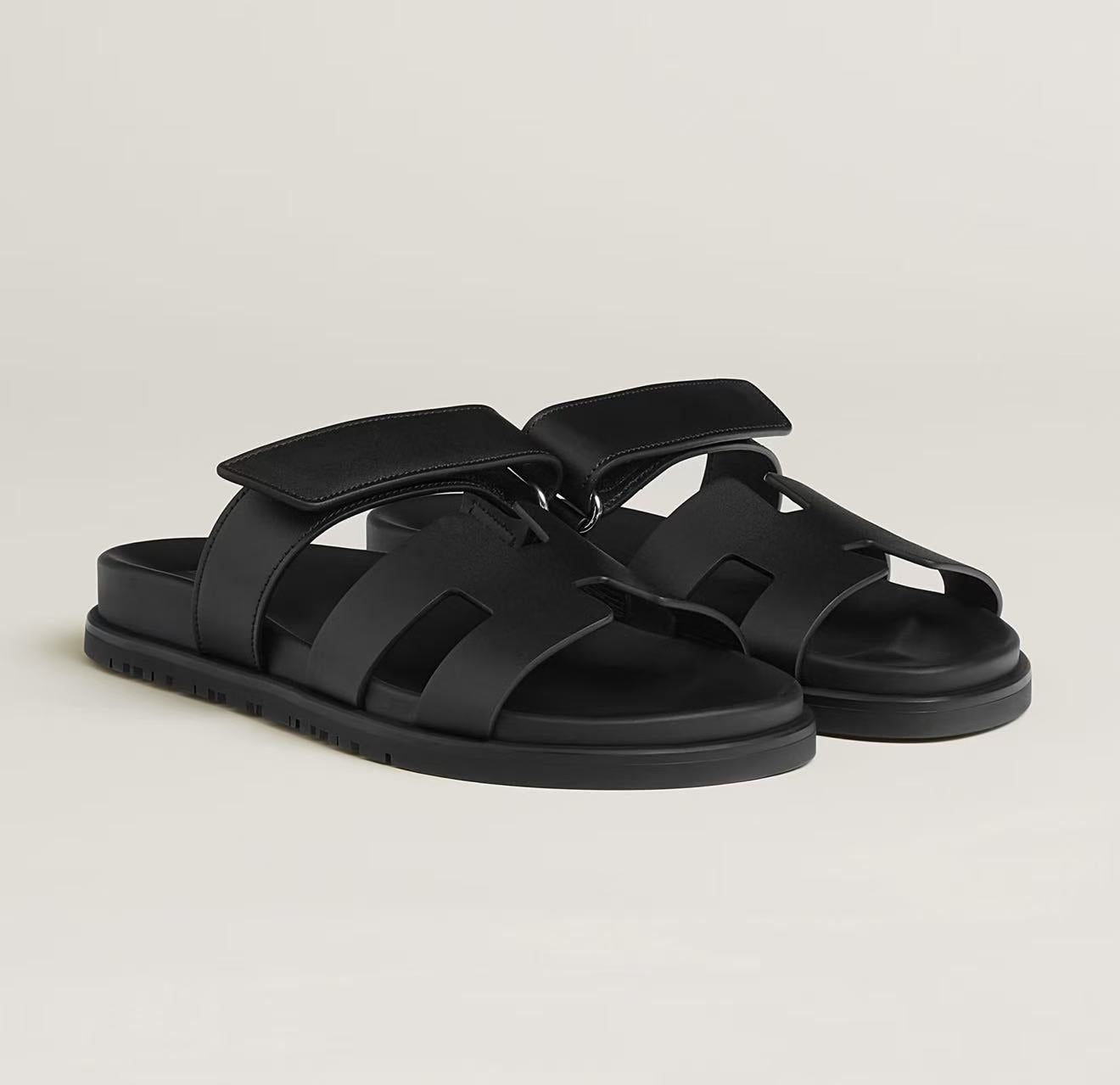HERMÈS CHYPRE SANDAL BLACK SIZE 38