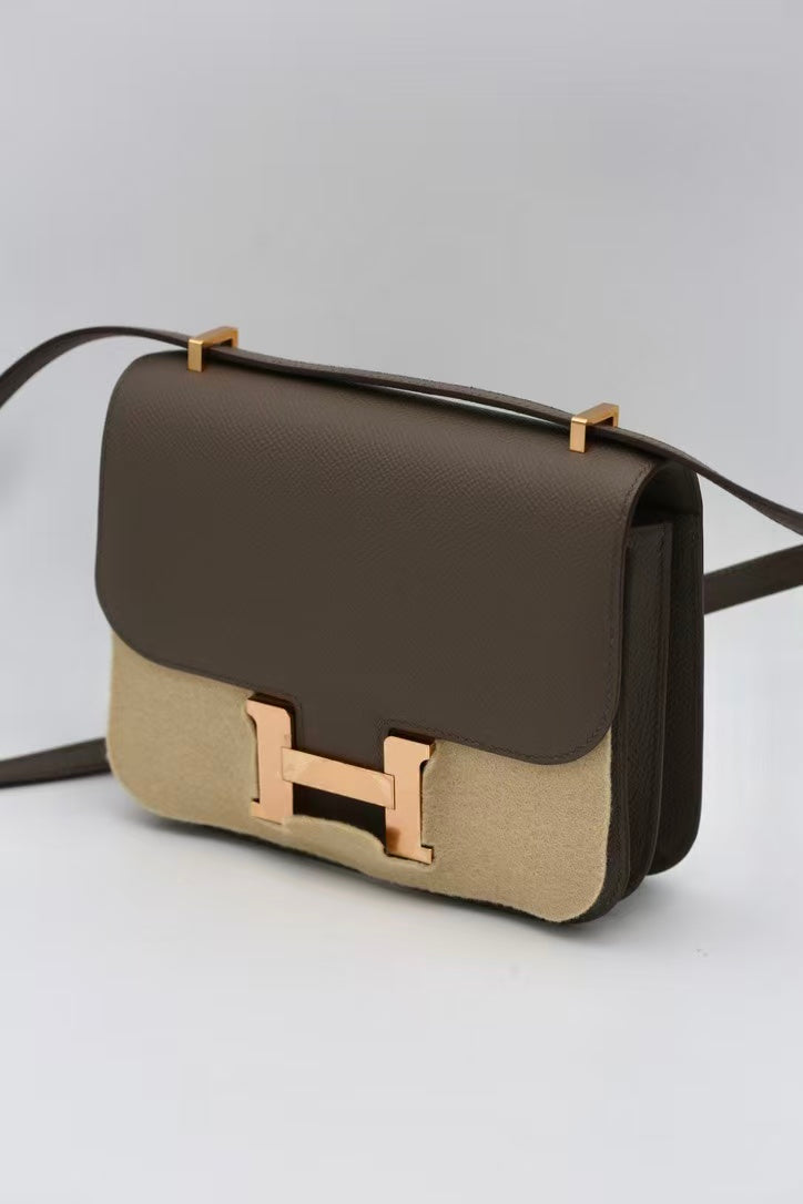 HERMÈS CONSTANCE18 GRIS ETAIN EPSOM ROSE GOLD Y STAMP