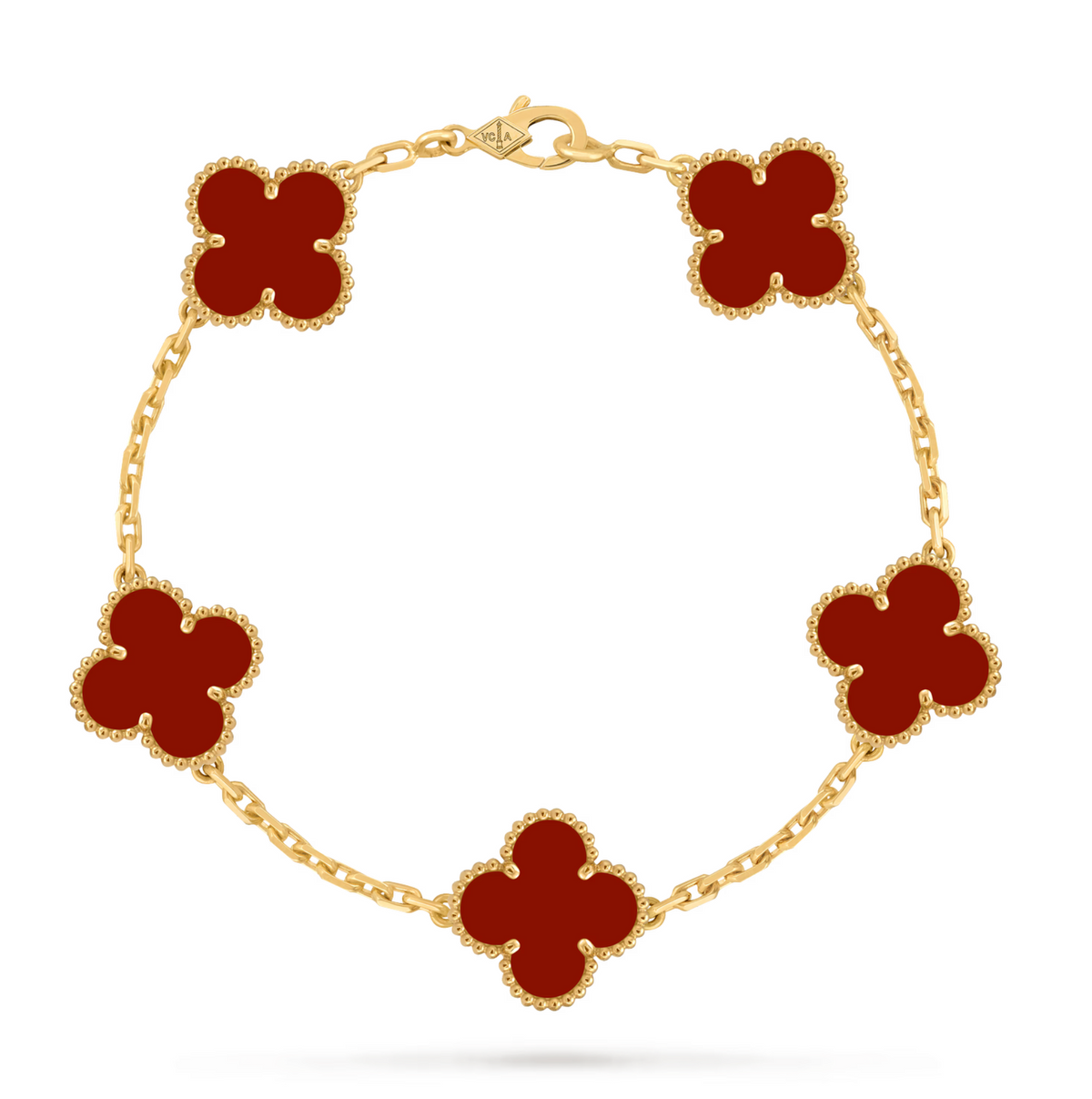 VAN CLEEF & ARPELS VINTAGE ALHAMBRA BRACELET 5 MOTIFS CARNELIAN 18K YELLOW GOLD 2026