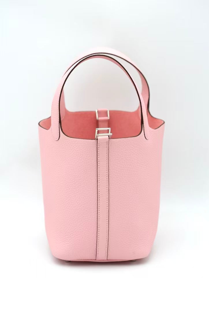 HERMÈS PICOTIN18 ROSE SAKURA SILVER HARDWARE G STAMP