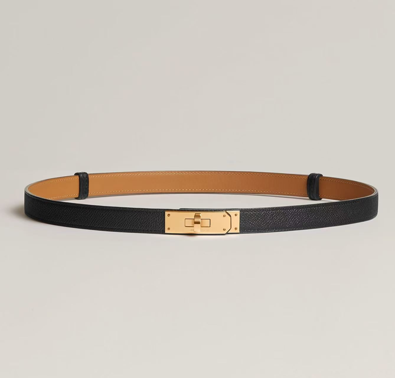 HERMÈS KELLY BELT BLACK GOLD EPSOM GOLD HARDWARE