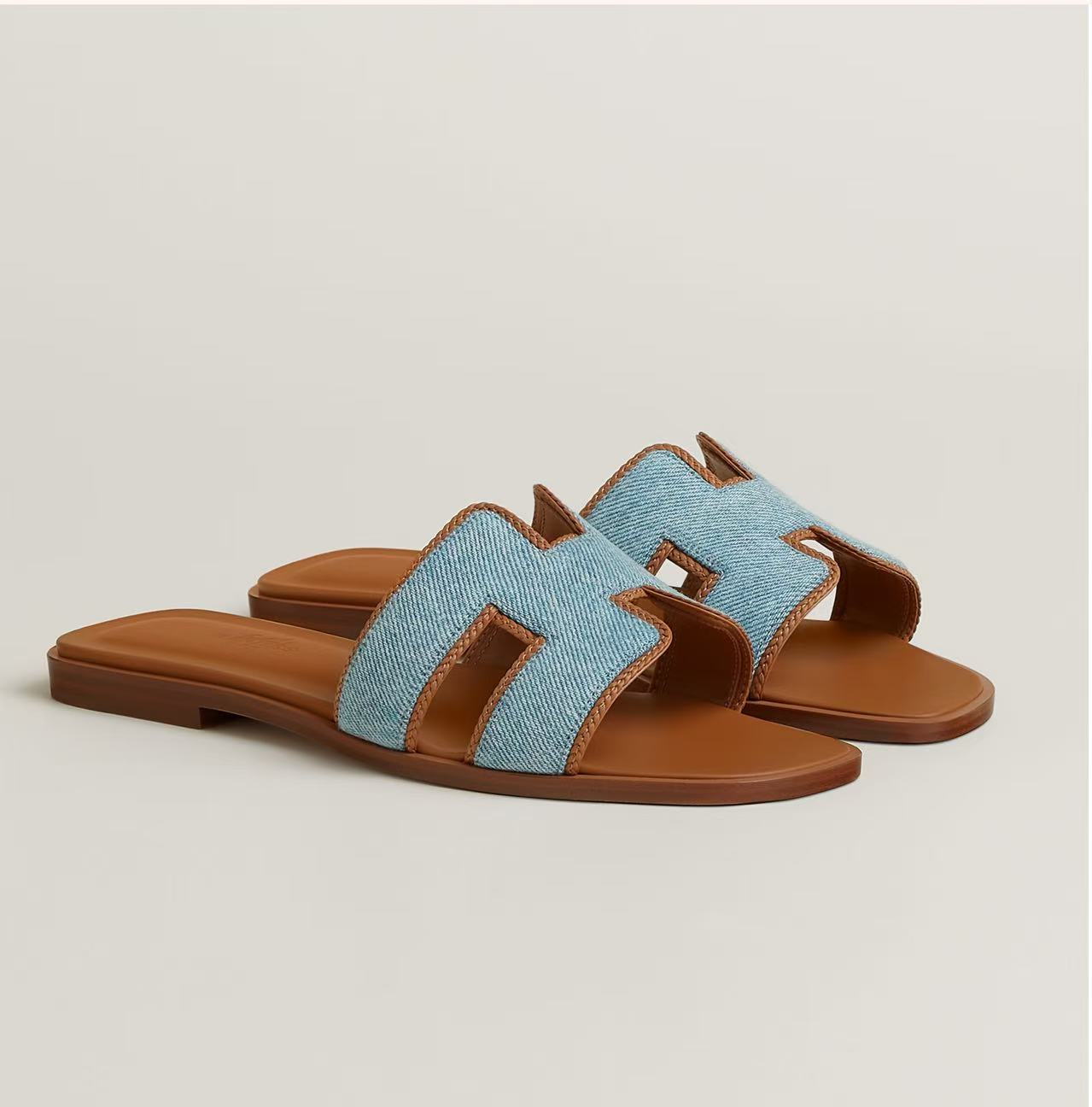 HERMÈS ORAN SANDAL BLUE JEANS