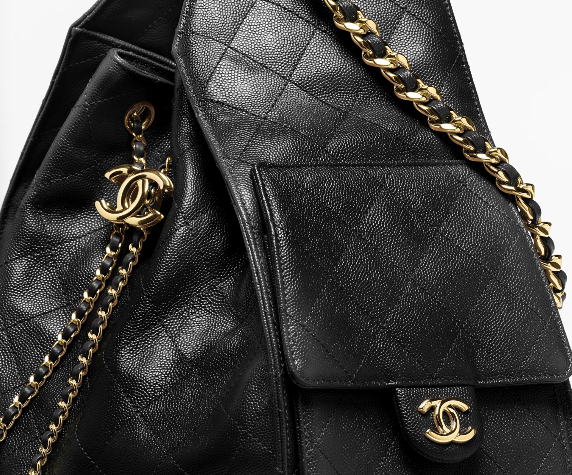 CHANEL 25 HOBO BAG MEDIUM BLACK GRAINED CALFSKIN GOLD METAL