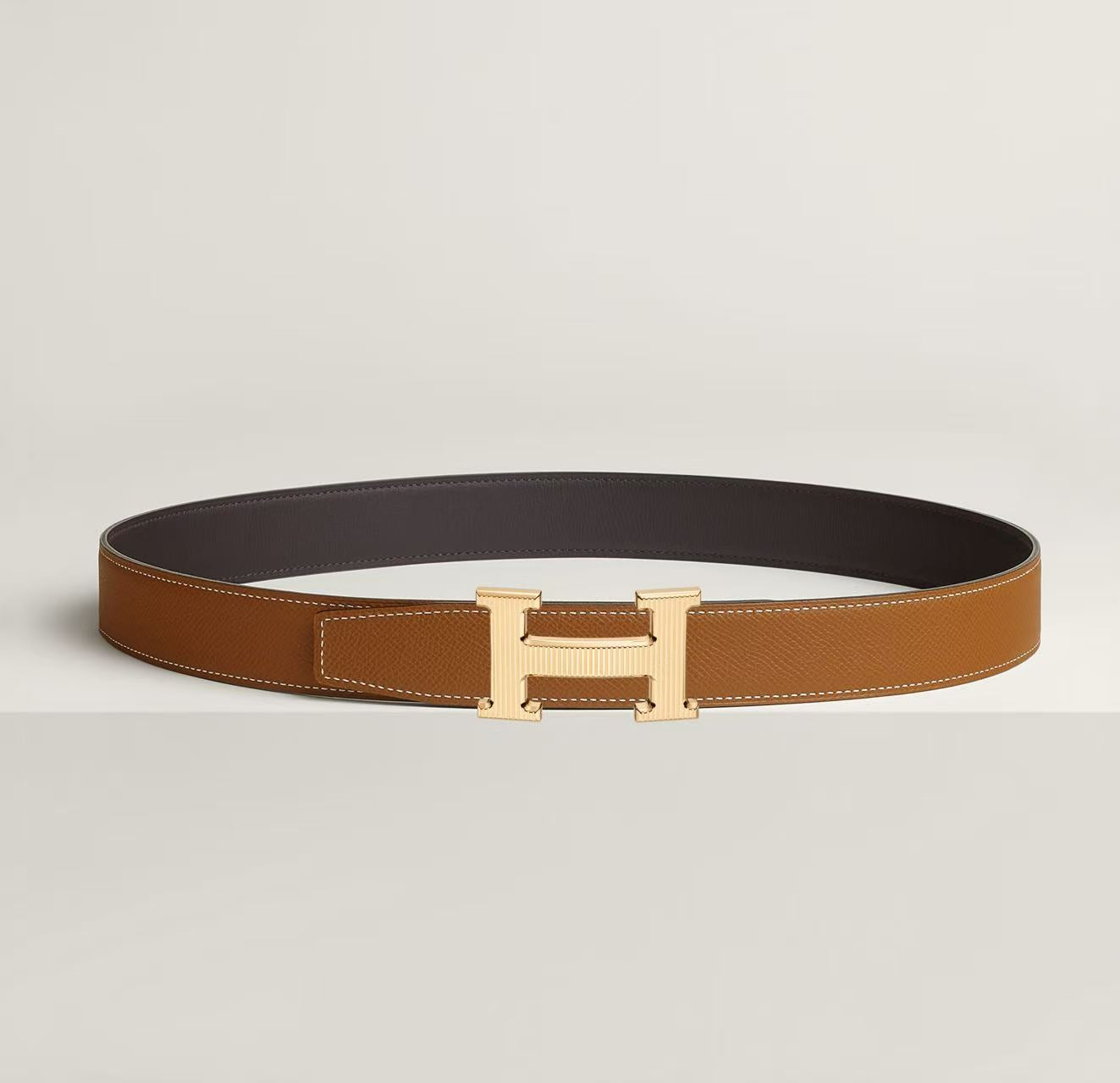 HERMÈS H BELT BUCKLE & REVERSIBLE LEATHER STRAMP 32MM YELLOW GOLD