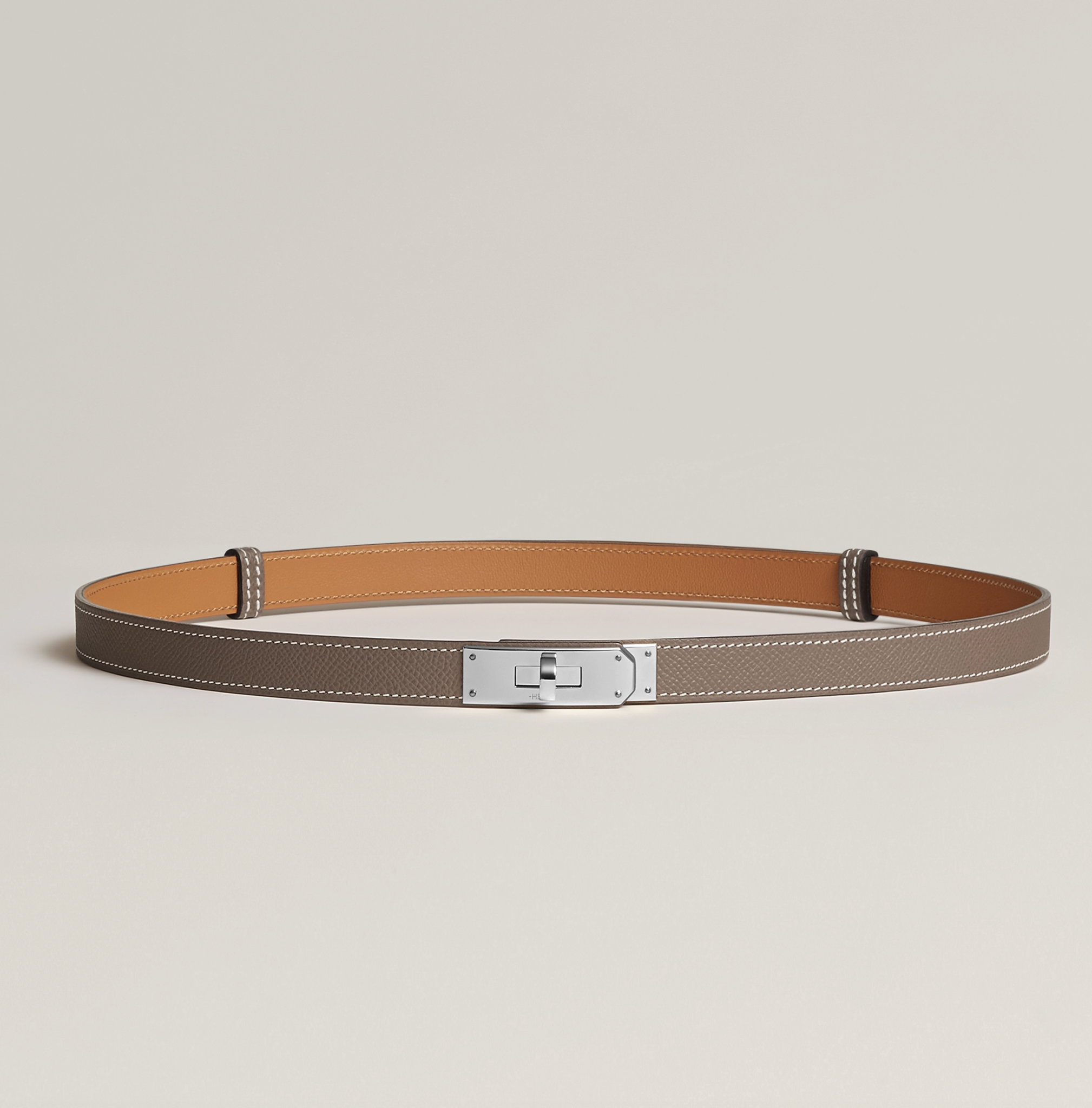 HERMÈS KELLY 18 BELT ETOUPE SILVER HARDWARE