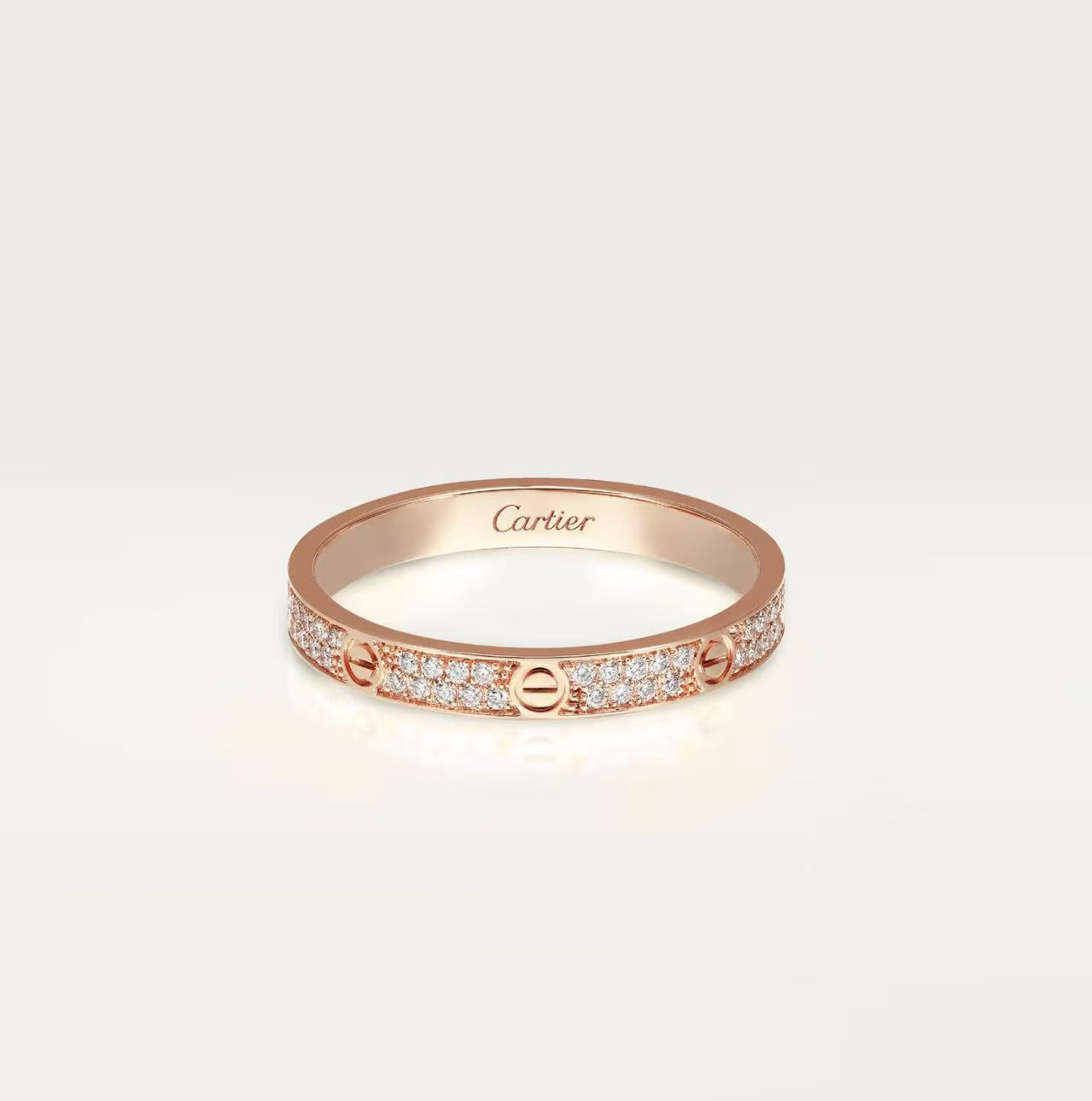 CARTIER LOVE RING MINI MODEL PAVED ROSE GOLD SIZE 53