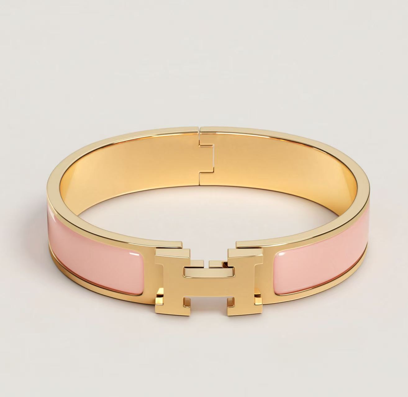 HERMÈS CLIC H BRACELET ROSE CANDEUR YELLOW GOLD SMALL