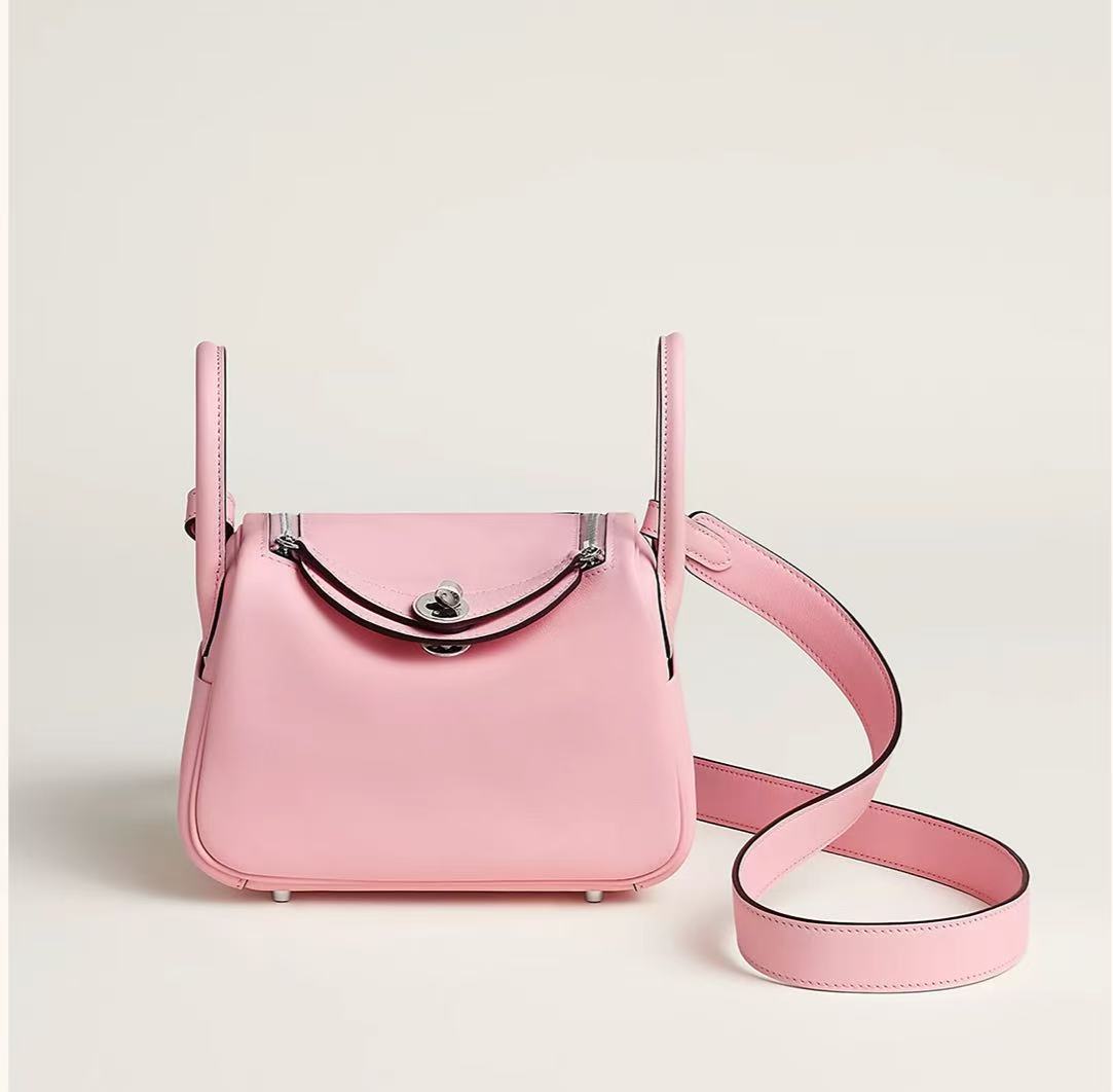 HERMÈS MINI LINDY ROSE SAKURA SWIFT K STAMP