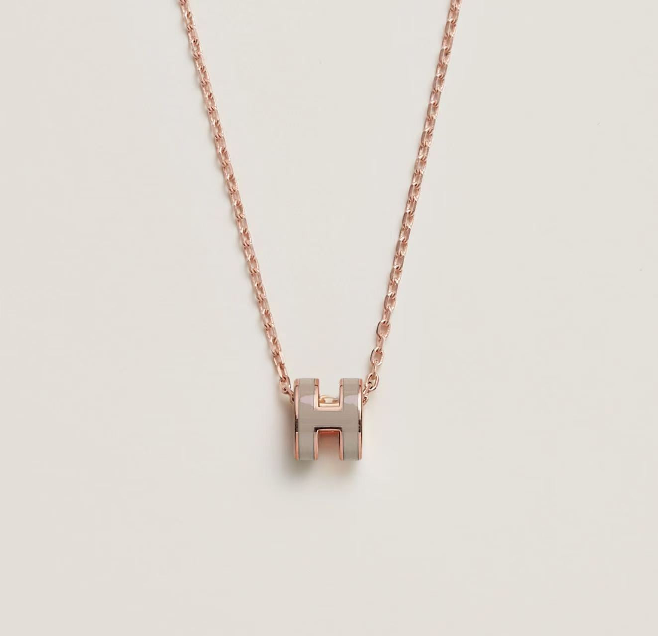 HERMÈS MINI POP H PENDANT MARRON GLACE ROSE GOLD