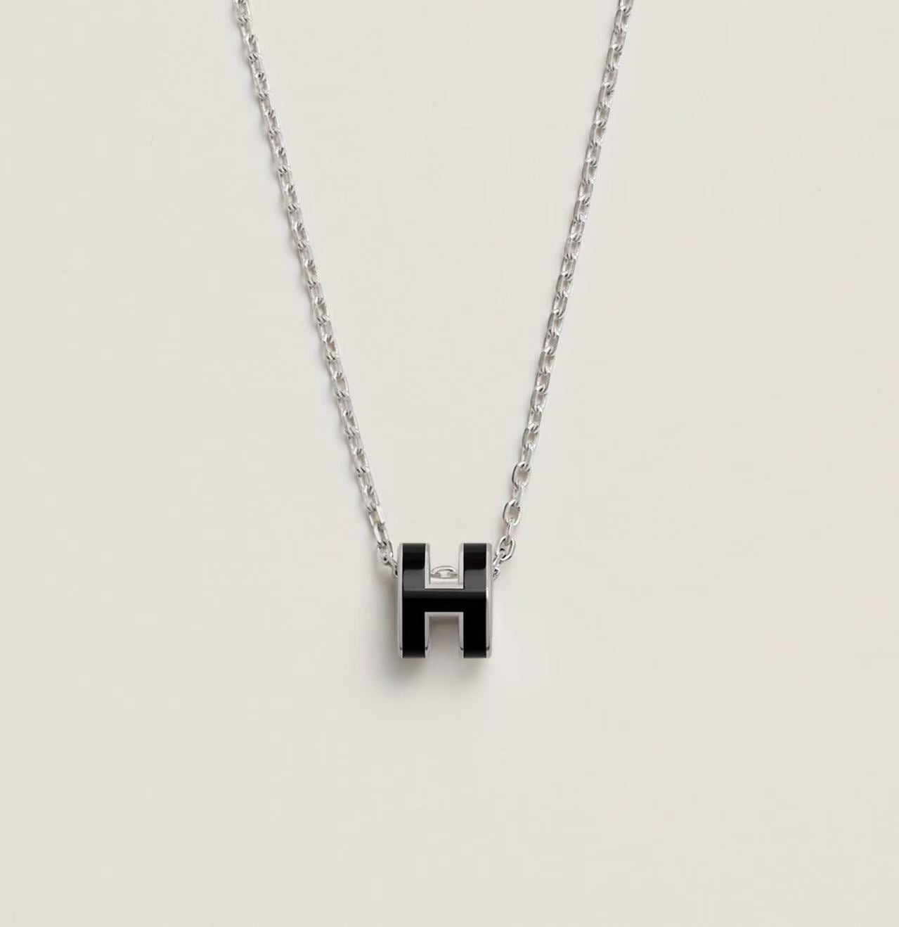 HERMÈS MINI POP H PENDANT NOIR SILVER