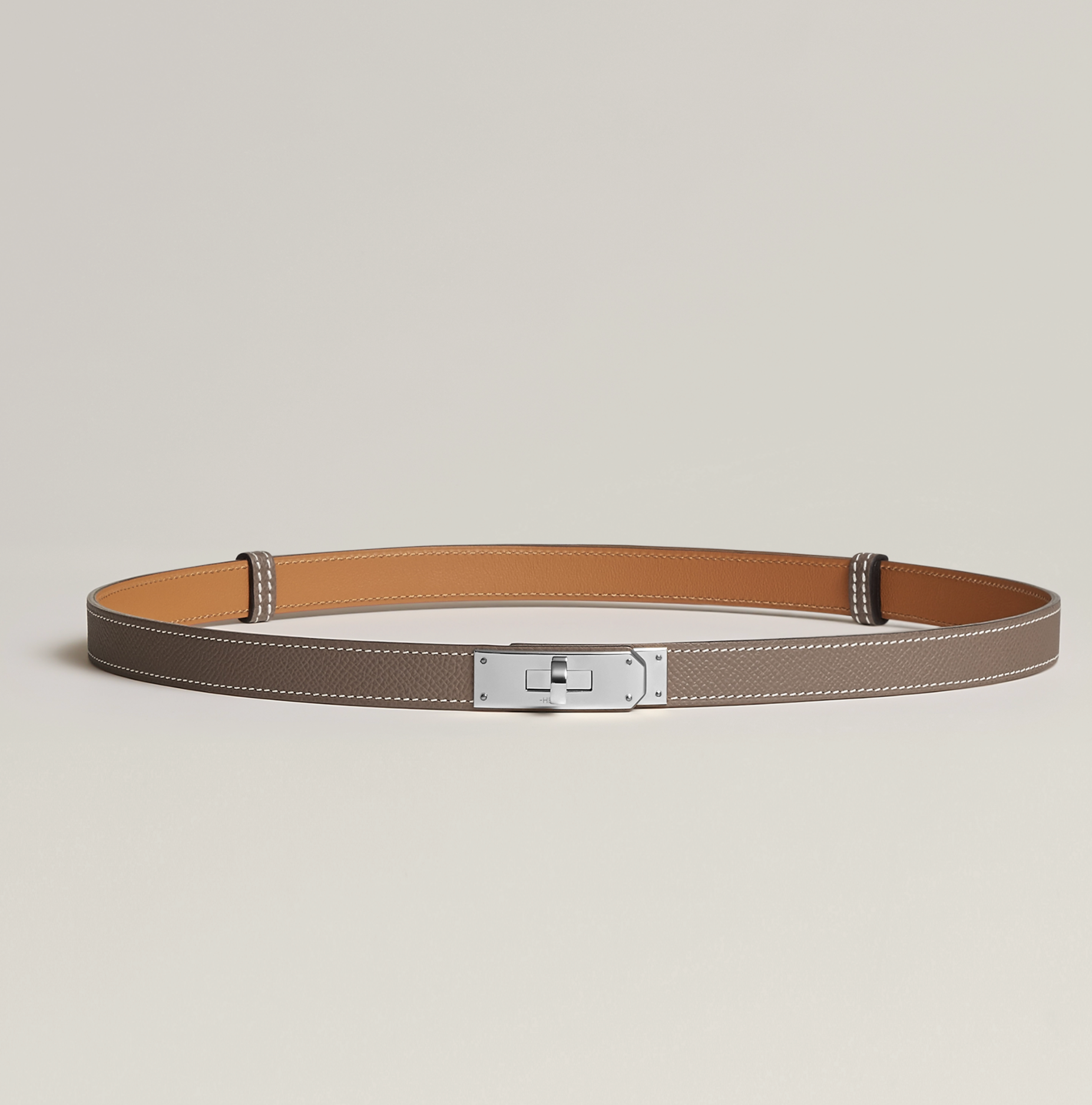 HERMÈS KELLY 18 BELT ETOUPE SILVER HARDWARE