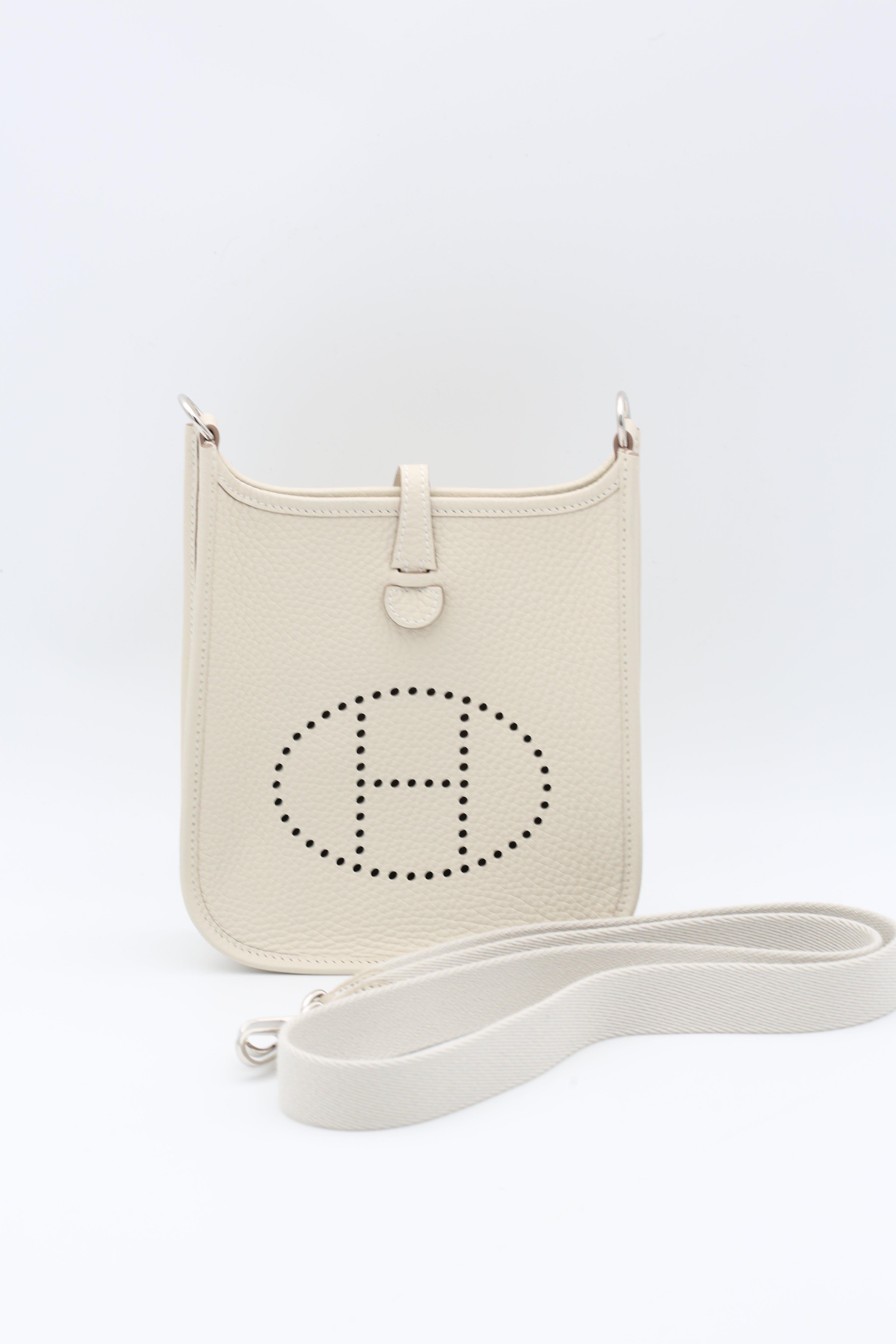 HERMÈS MINI EVELYN CRAIE TC SILVER HARDWARE K STAMP