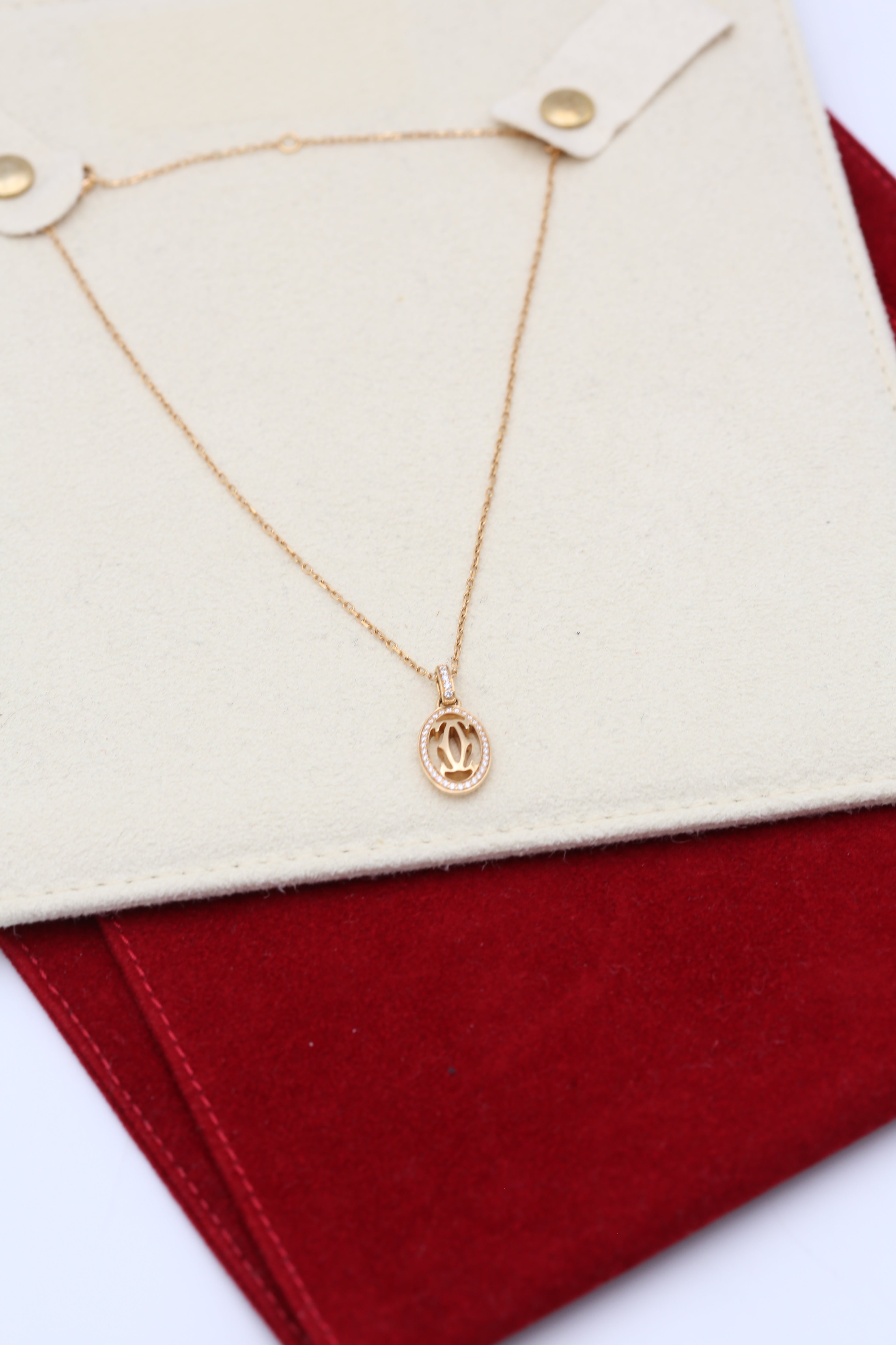 CARTIER SIGNATURE LOGO NECKLACE ROSE GOLD DIAMONDS SPECIAL ORDER