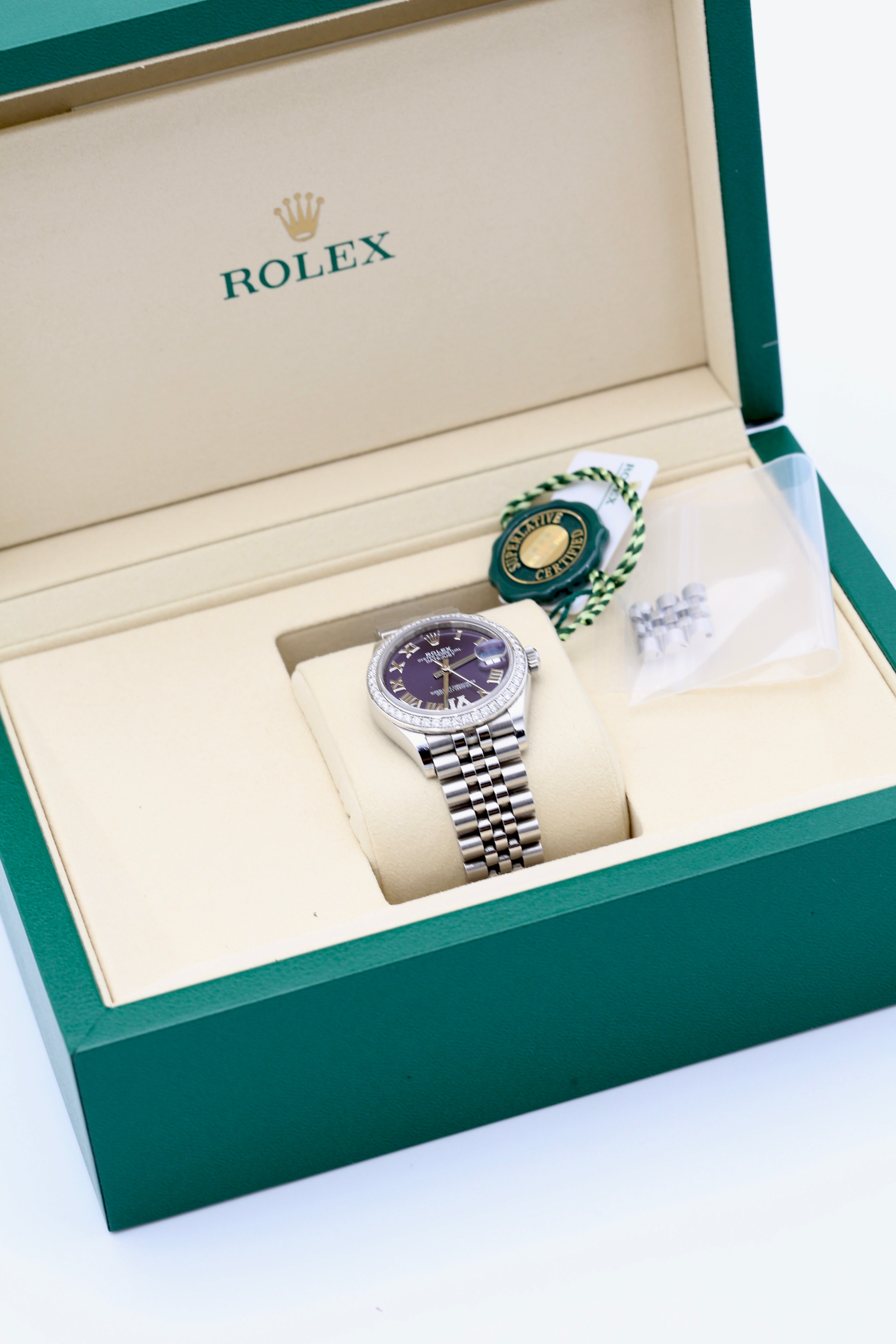ROLEX DATEJUST 31 WHITE GOLD WITH DIAMONDS AUBERGINE DIAL 2026