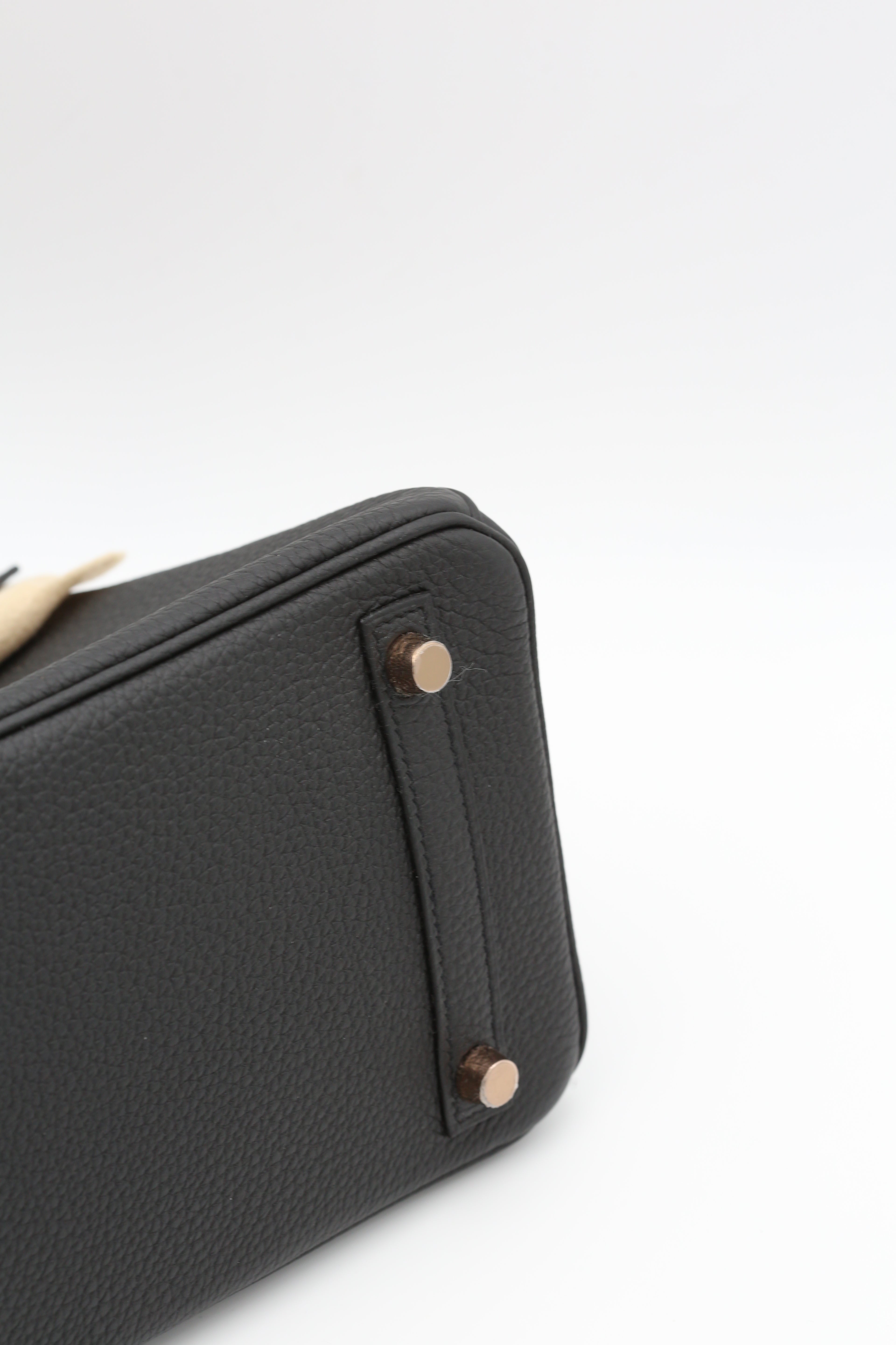 HERMÈS BIRKIN25 BLACK TOGO ROSE GOLD HARDWARE Y STAMP