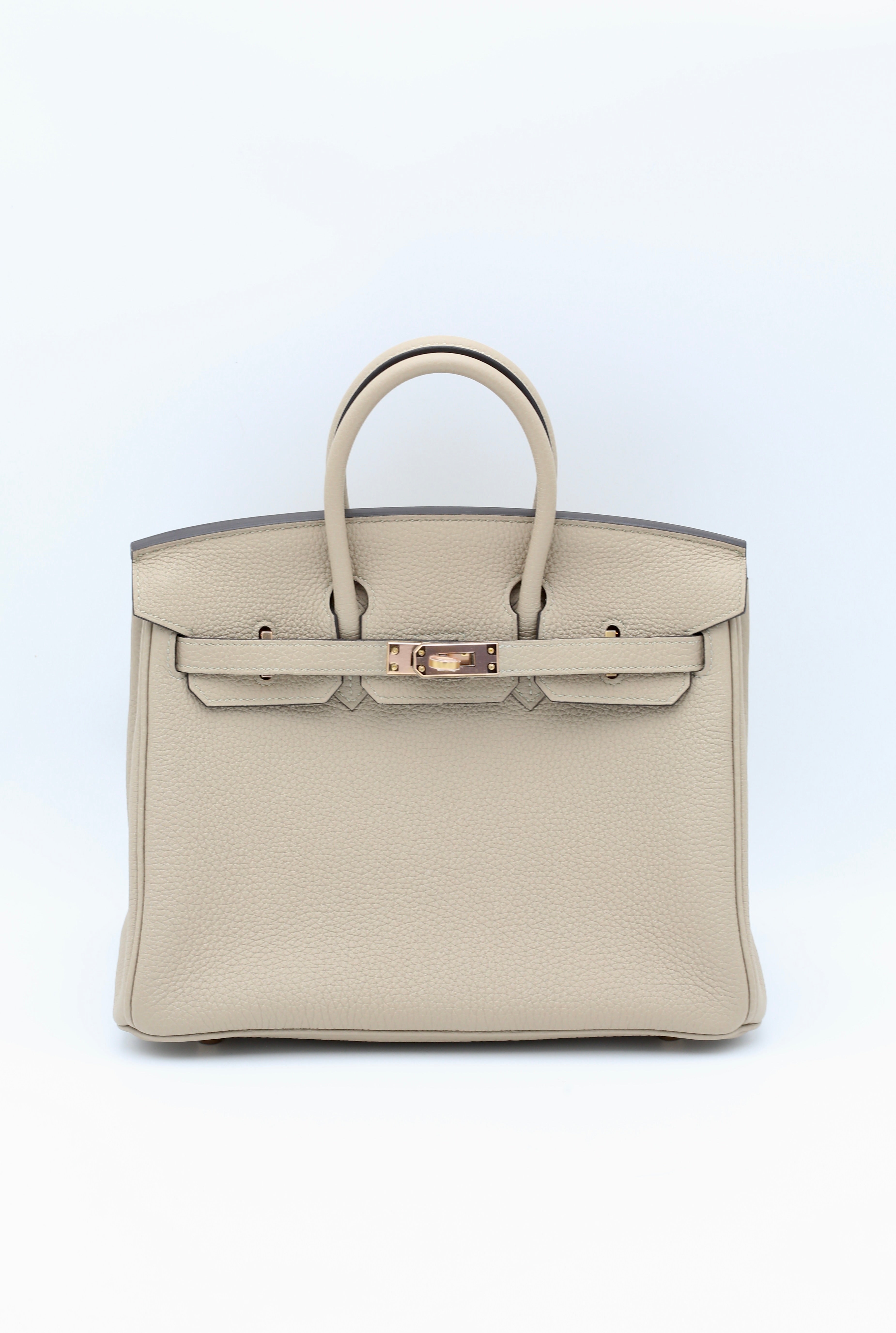 HERMÈS BIRKIN25 GRIS TOURTERELLE 81 TOGO GOLD HARDWARE C STAMP
