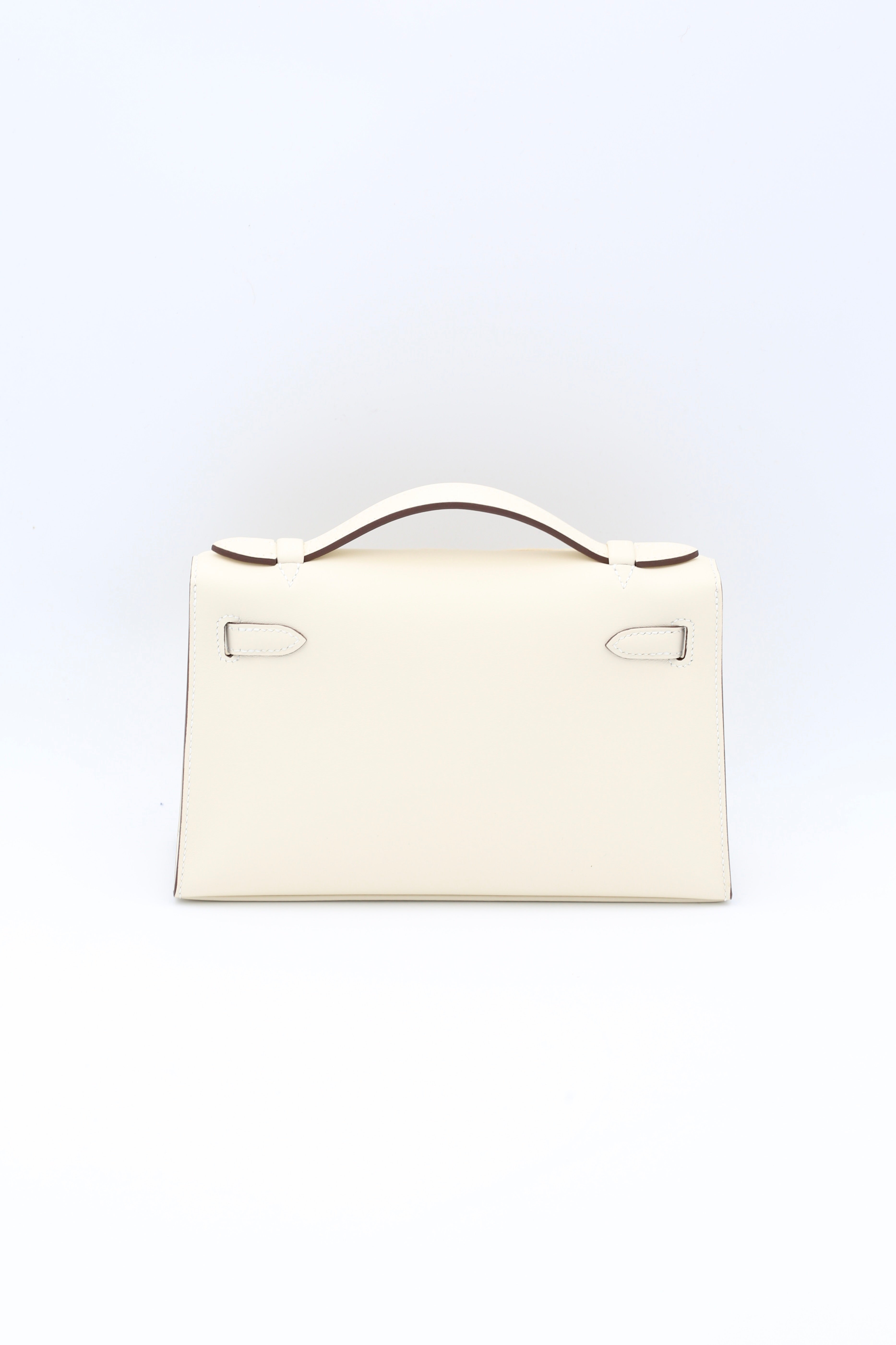 HERMÈS KELLY POCHETTE NATA SWIFT SILVER HARDWARE G STAMP