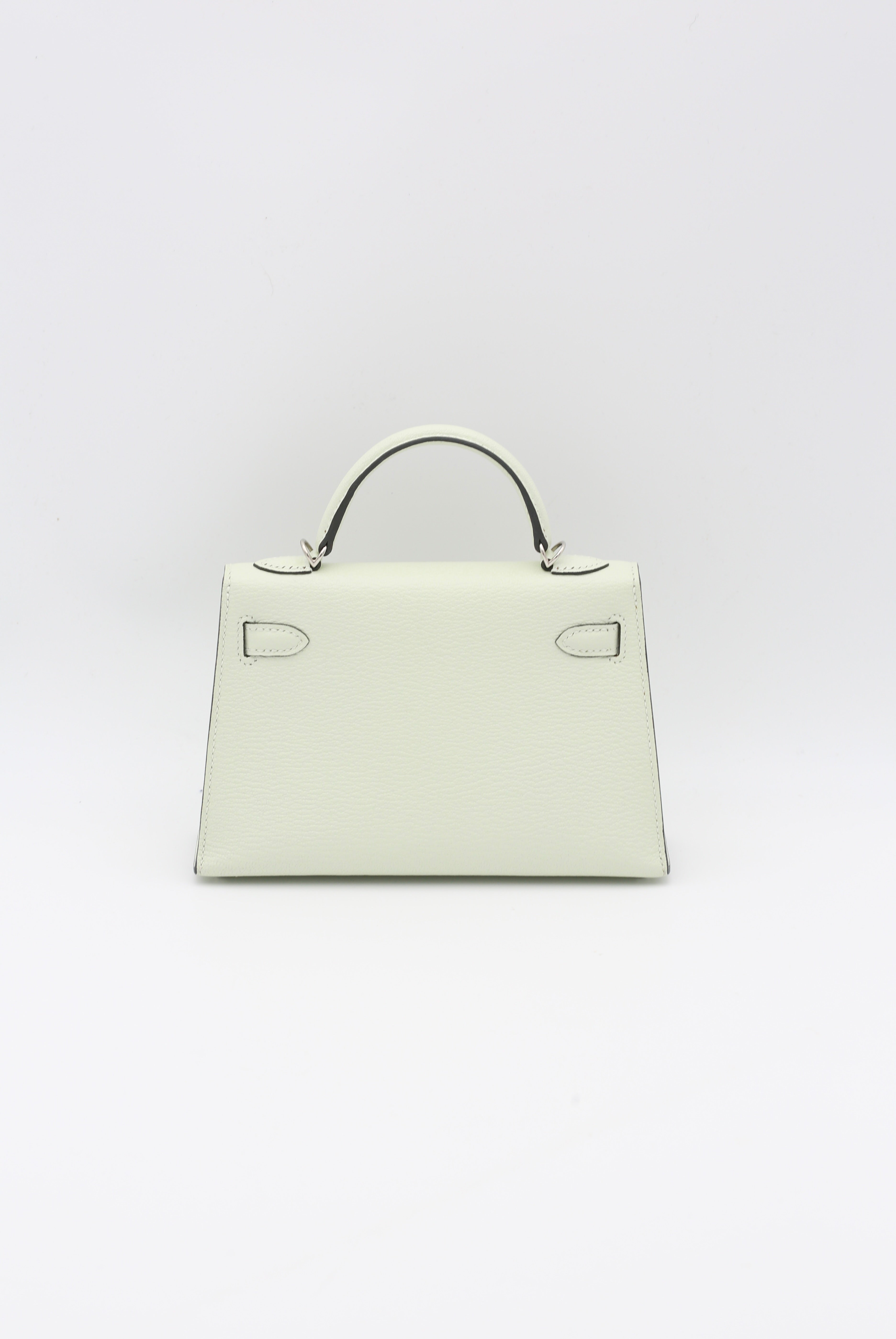 MINI KELLY II VERT FIZZ CHEVRE SILVER HARDWARE B STAMP