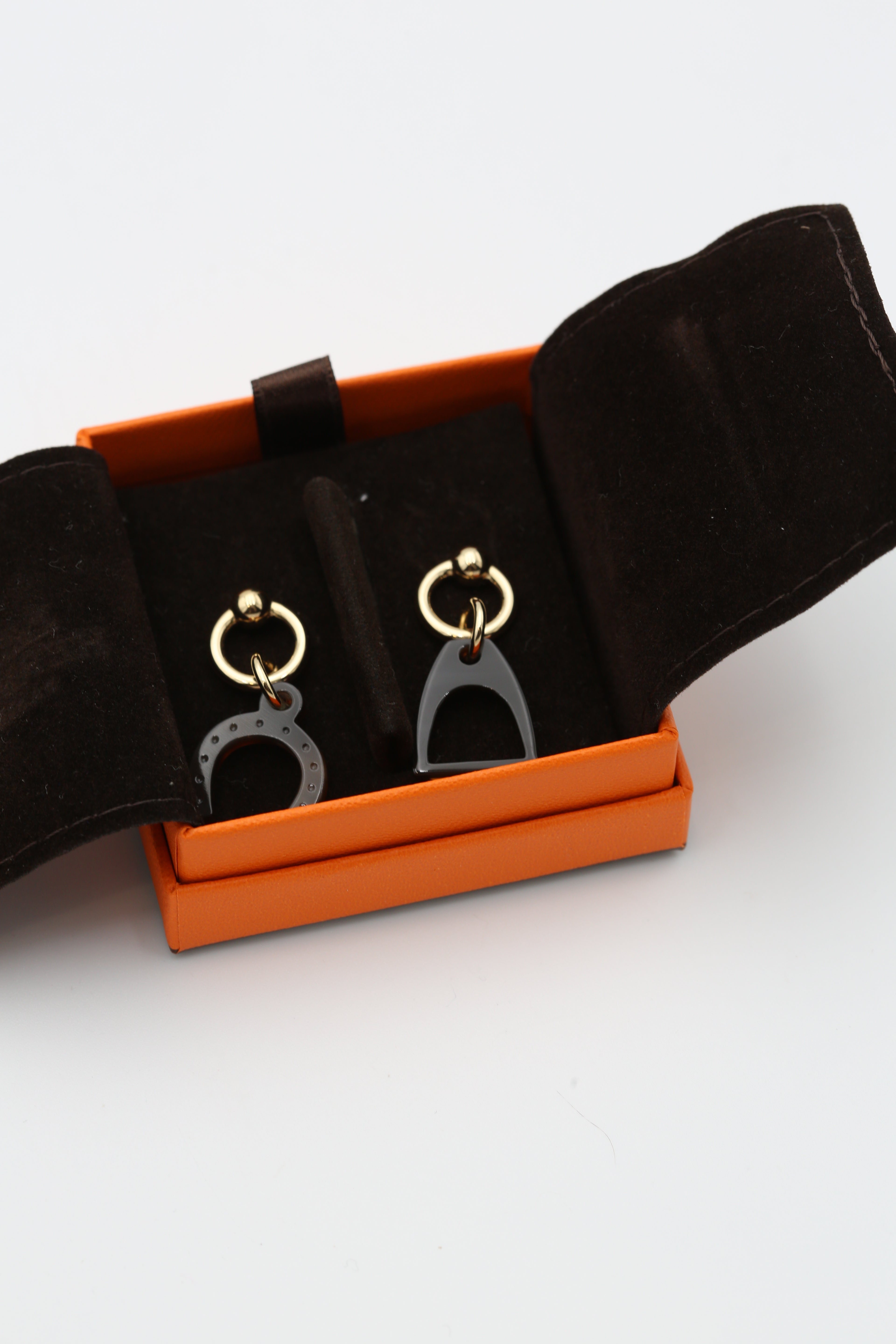 HERMÈS EARRINGS RESIN GOLD HARDWARE