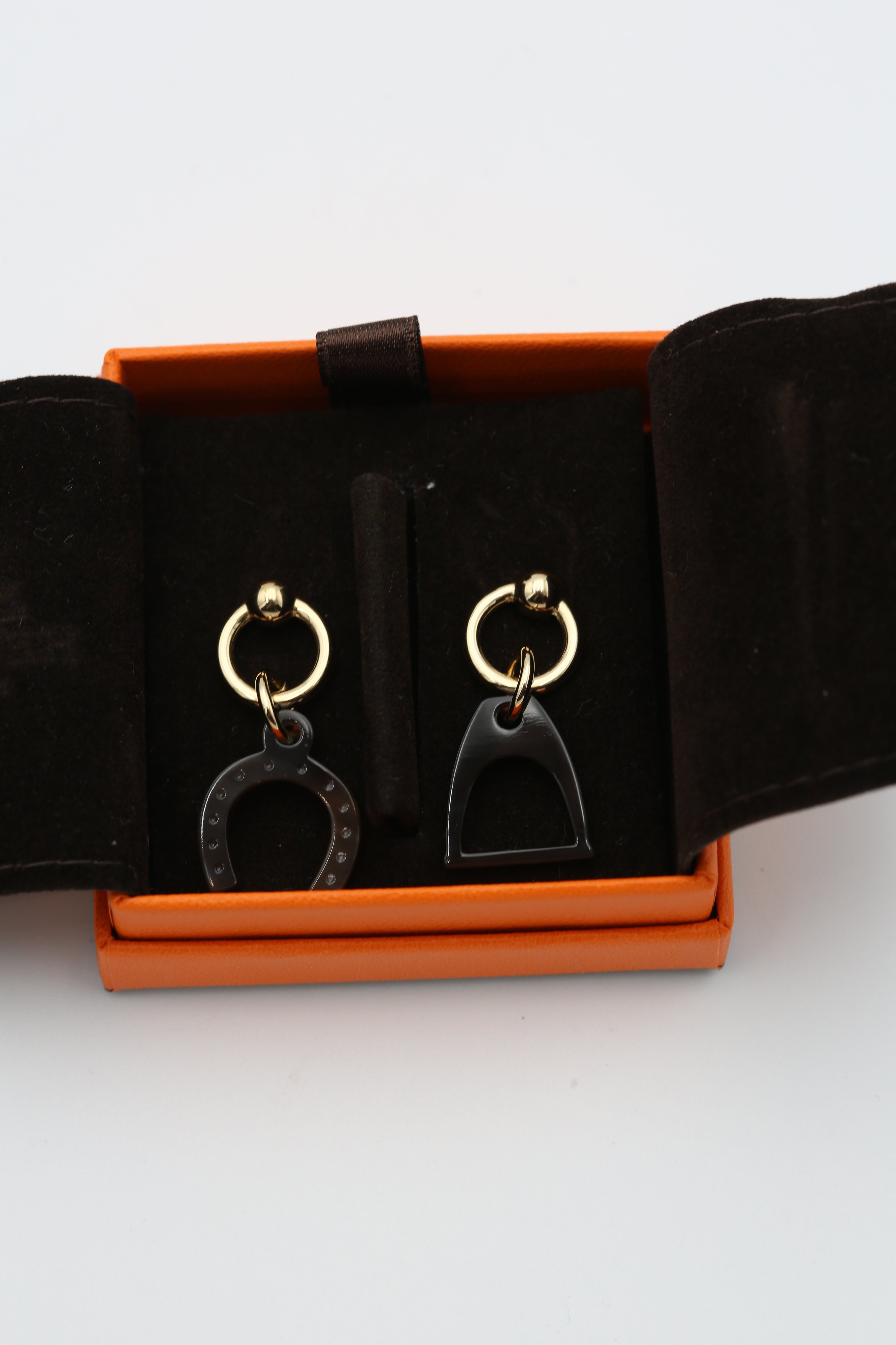 HERMÈS EARRINGS RESIN GOLD HARDWARE