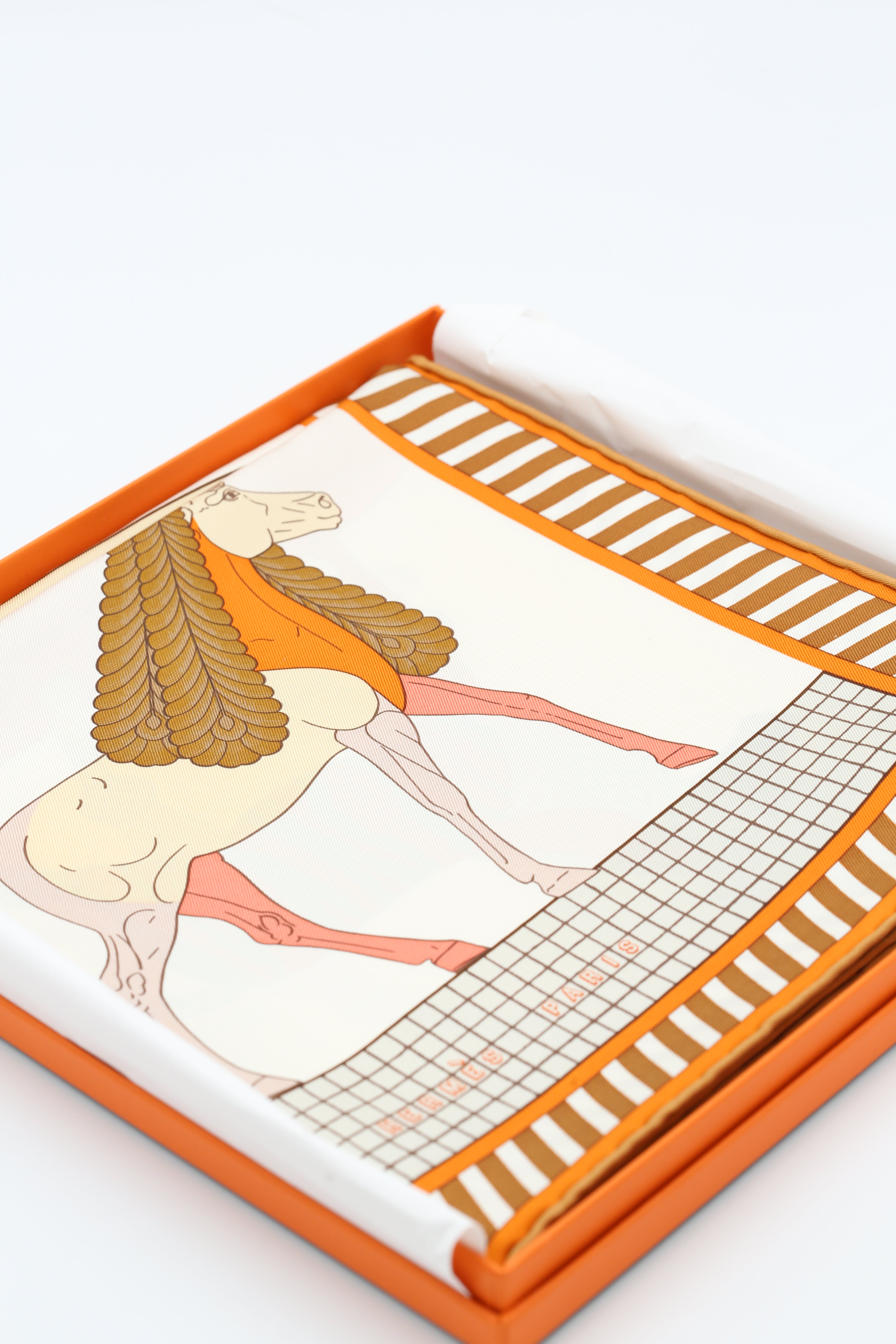 HERMÈS SCARF 90X90 CARRE TWILL A TOUTE ALLURE IL/BLANC/ORANGE CUIT