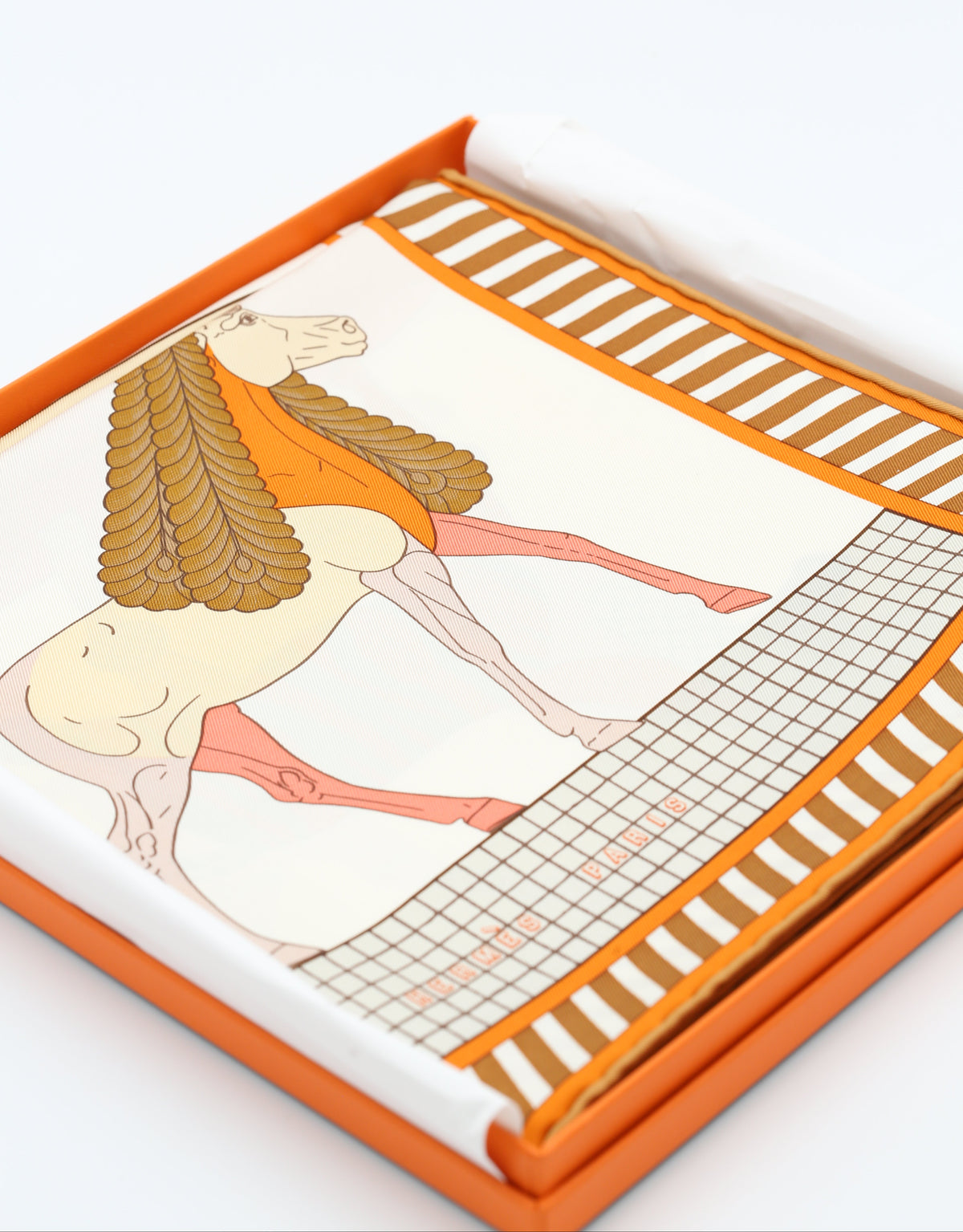 HERMÈS SCARF 90X90 CARRE TWILL A TOUTE ALLURE IL/BLANC/ORANGE CUIT