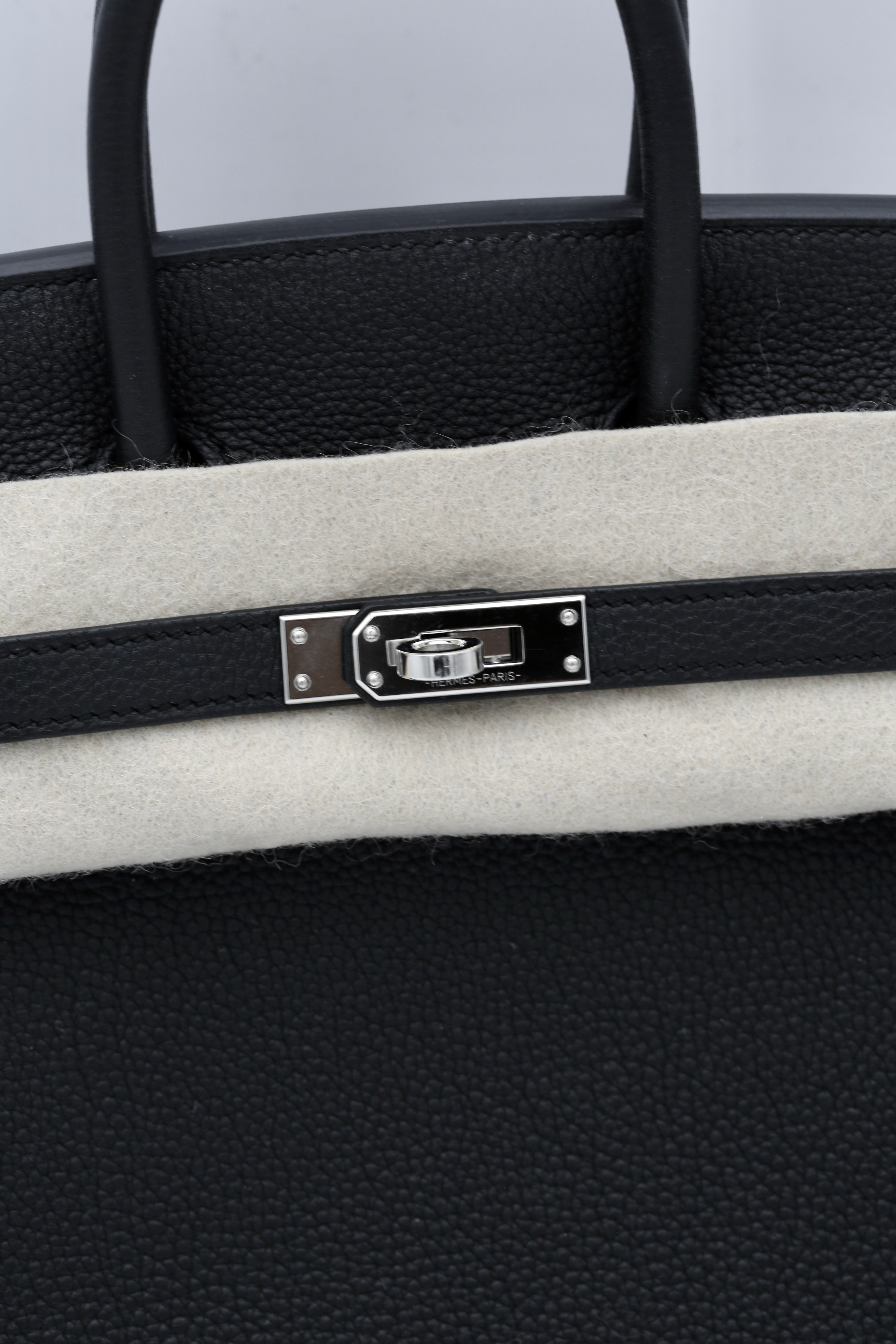 HERMÈS BIRKIN25 BLACK TOGO SILVER HARDWARE W STAMP