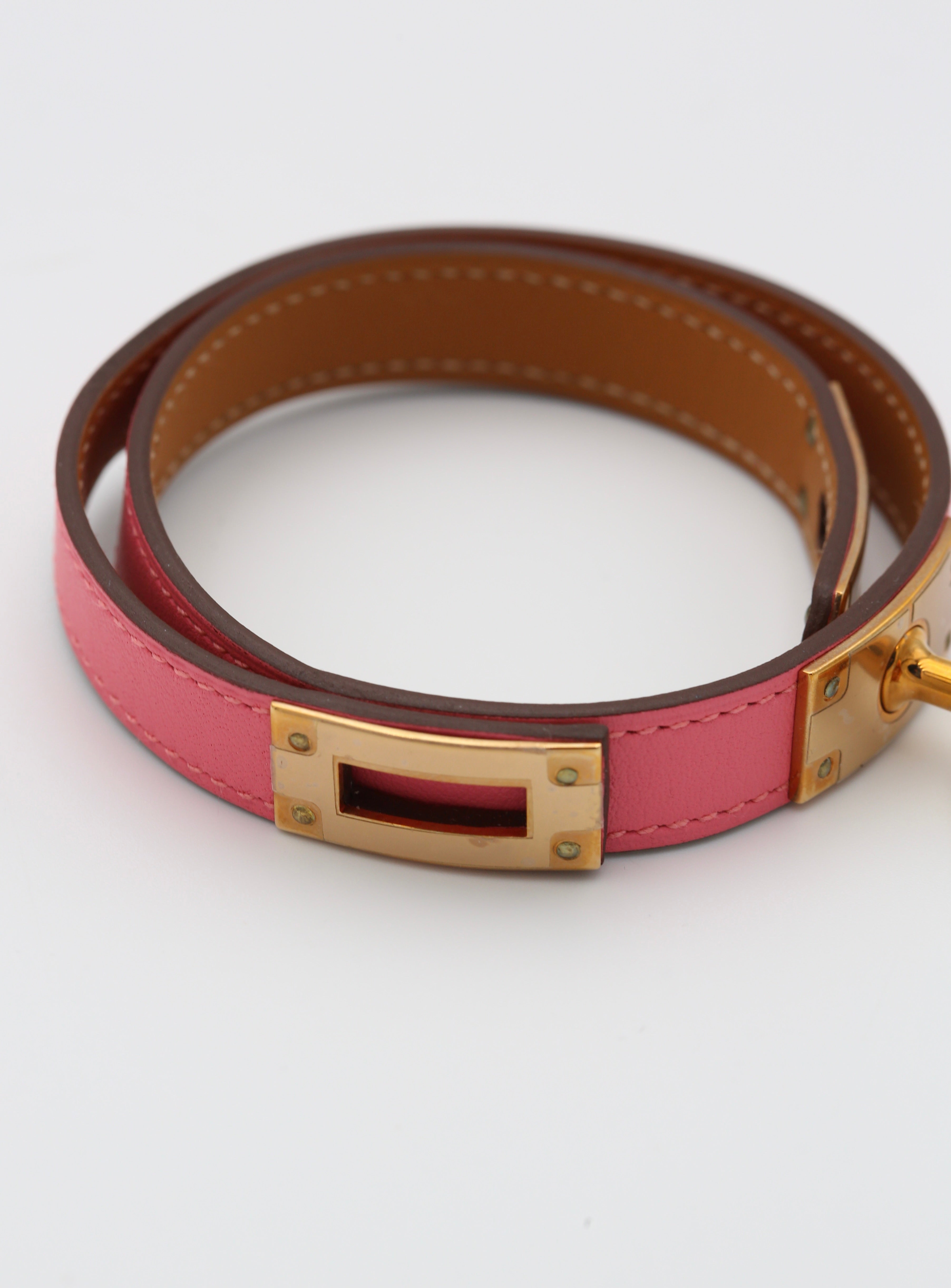 HERMÈS MINI KELLY DOUBLE TOUR BRACELET ROSE GOLD