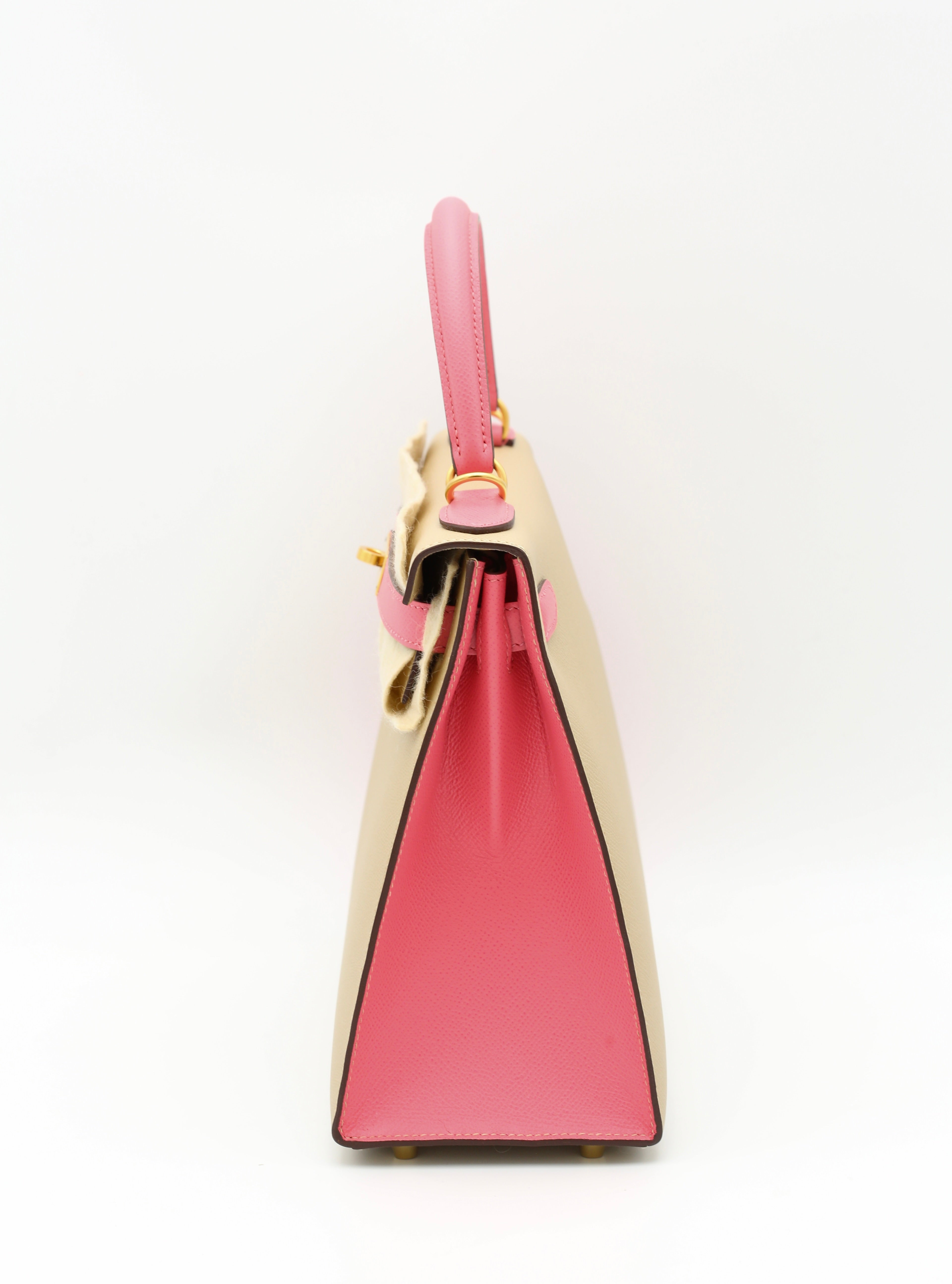 HERMÈS KELLY28 TRENCH & ROSE LIPSTICK EPSOM SELLIER C STAMP