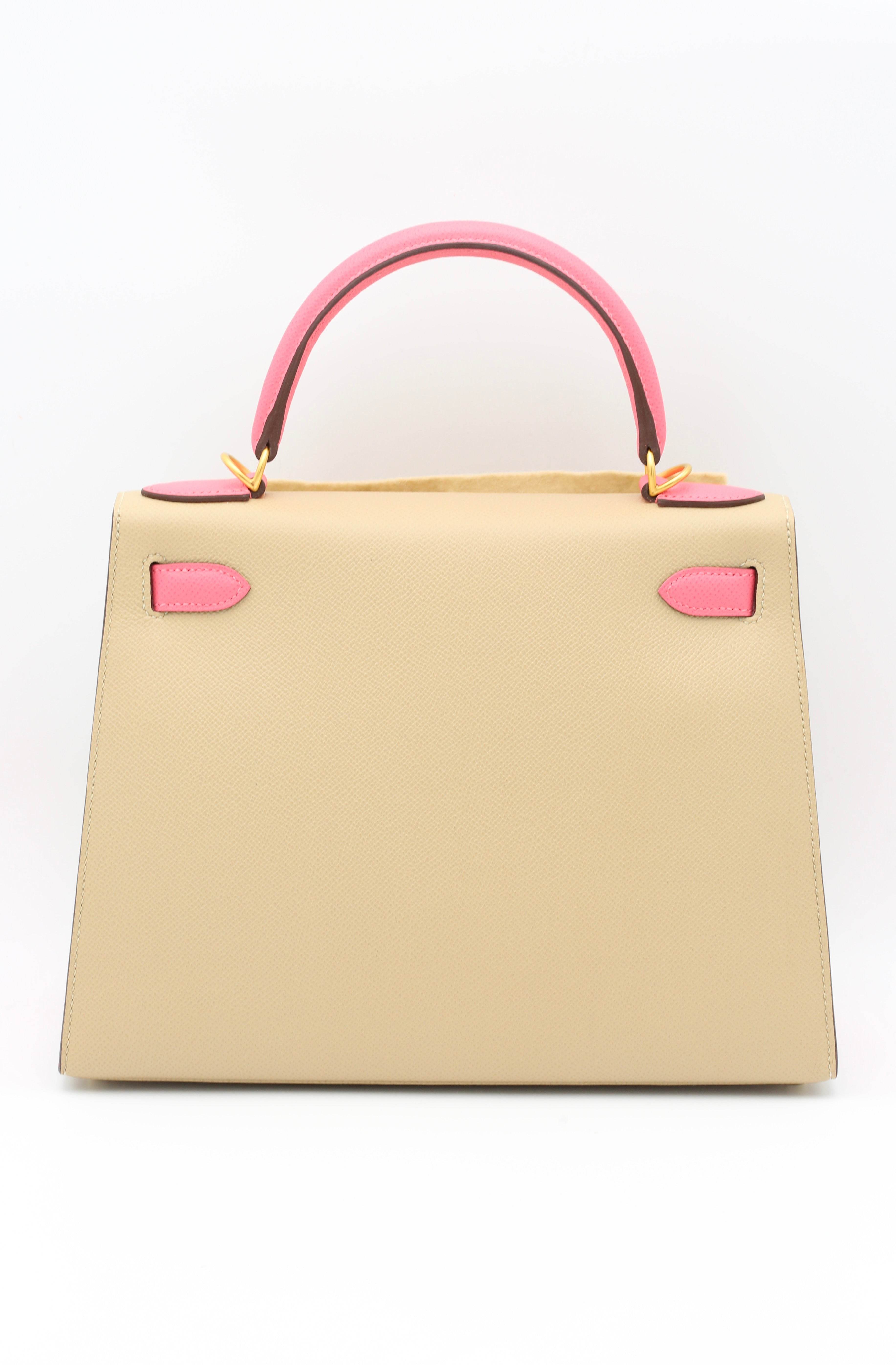 HERMÈS KELLY28 TRENCH & ROSE LIPSTICK EPSOM SELLIER C STAMP