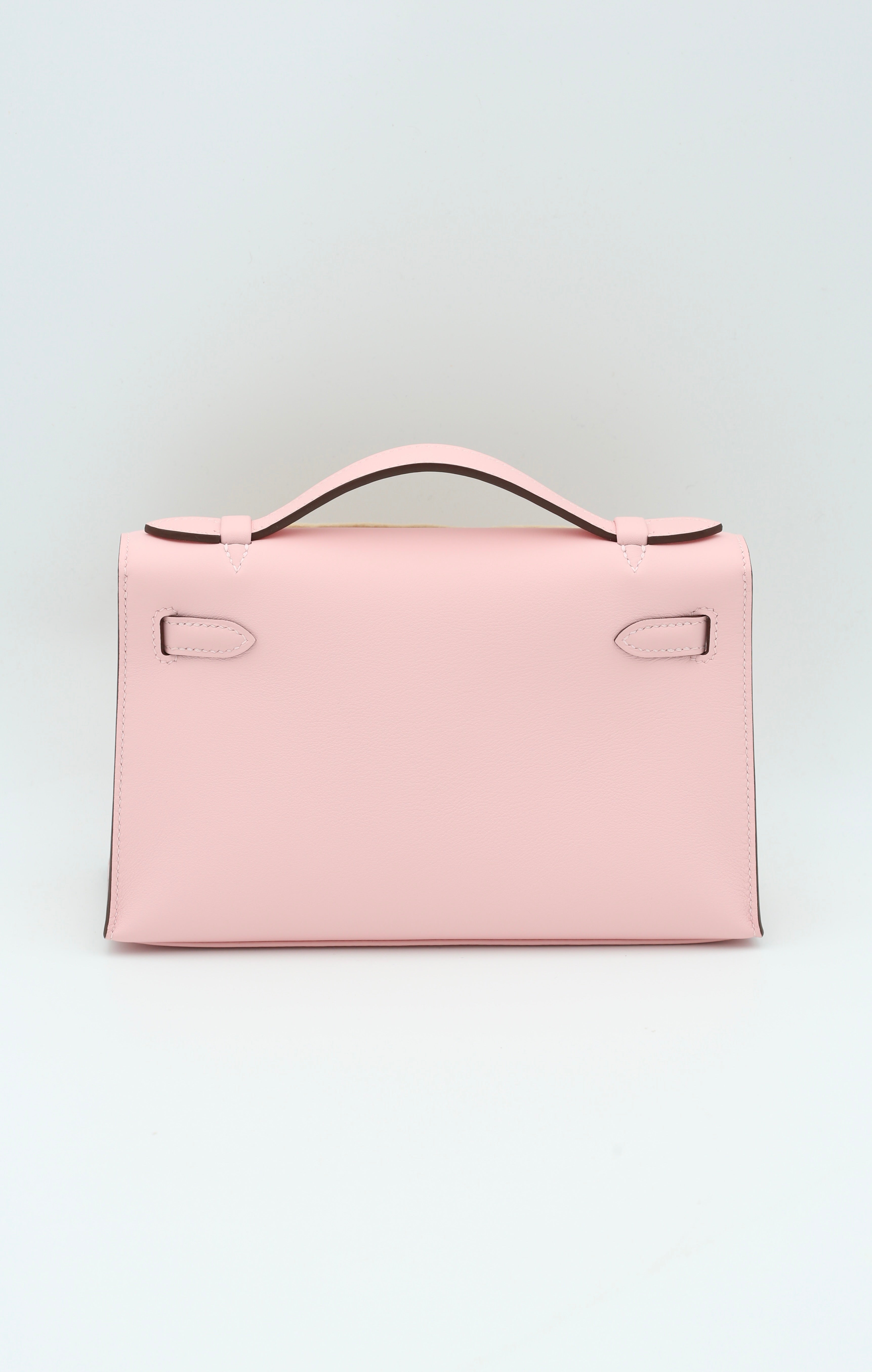 HERMÈS KELLY POCHETTE 3Q ROSE SAKURA SWIFT SILVER HARDWARE K STAMP