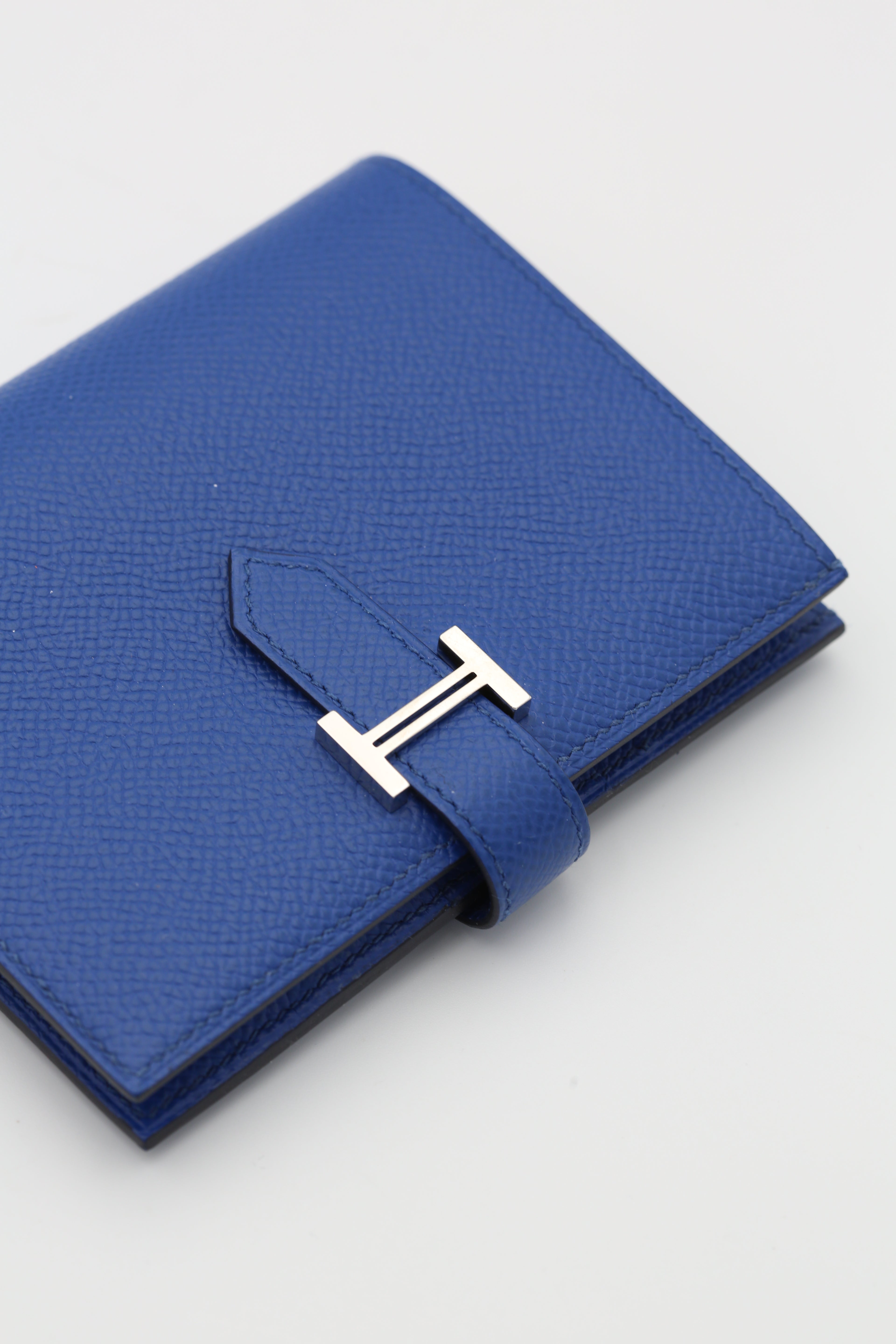 HERMÈS BEARN COMPACT WALLET BLEU