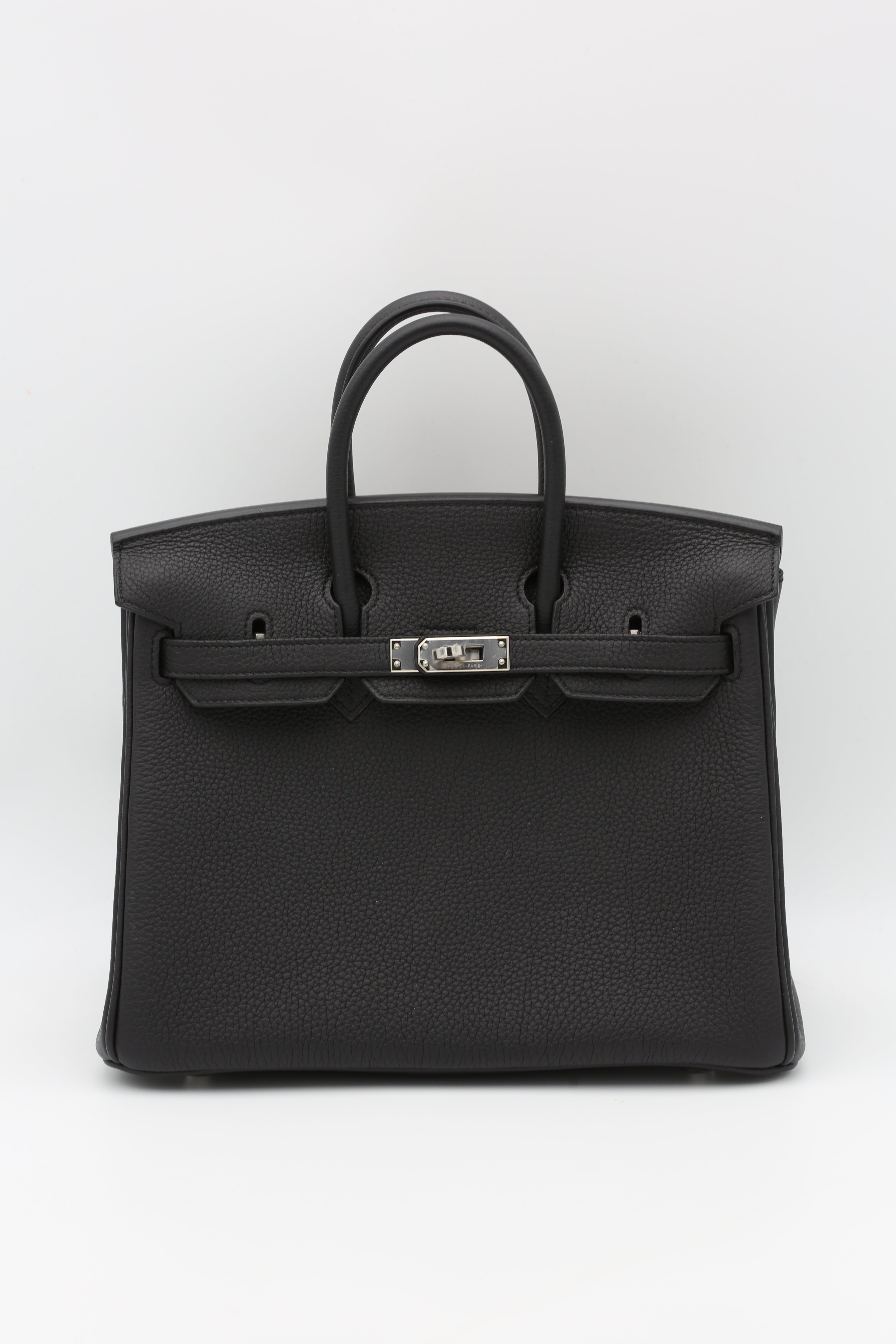 HERMÈS BIRKIN25 BLACK TOGO SILVER HARDWARE W STAMP