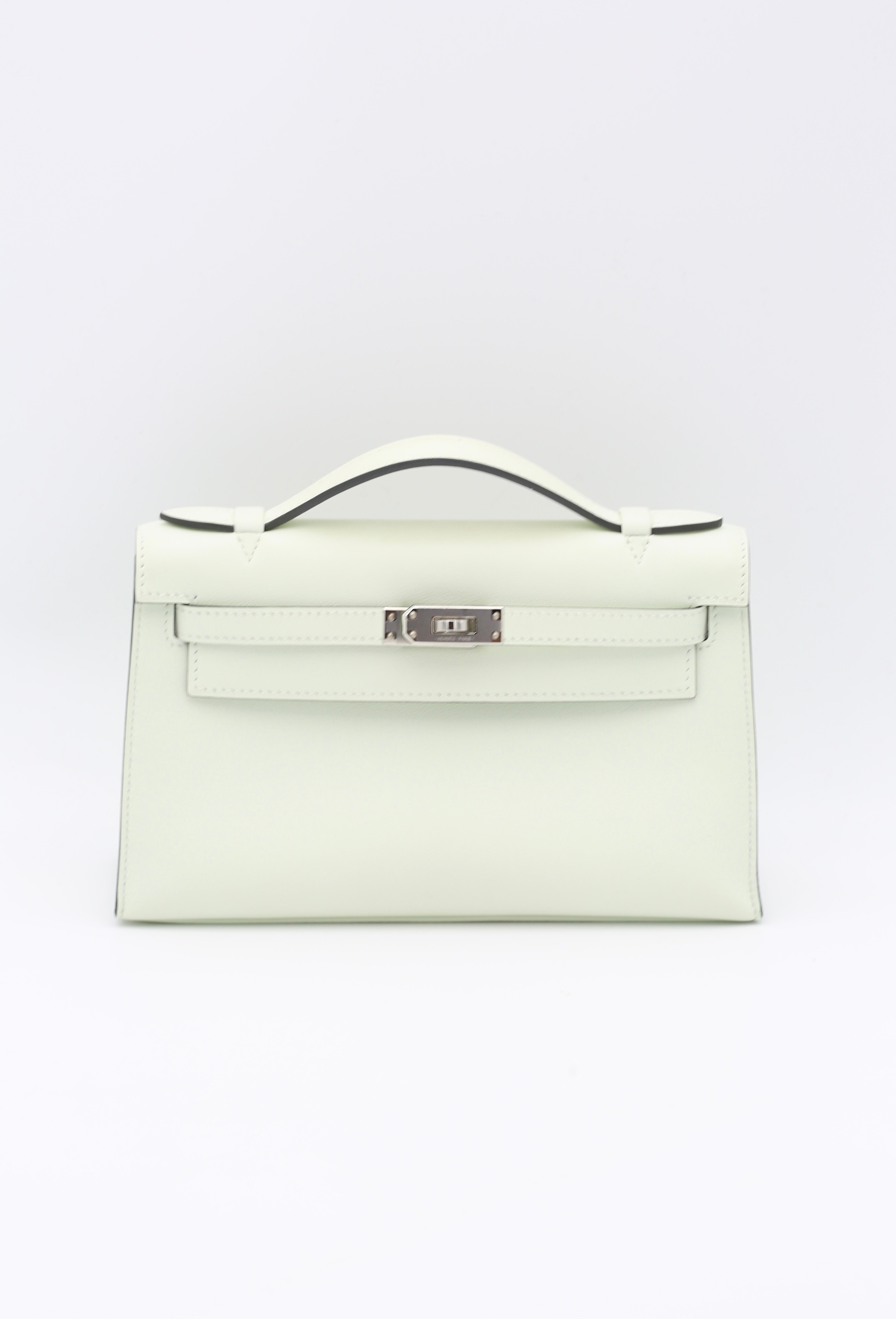 HERMÈS KELLY POCHETTE VERT FIZZ SWIFT U STAMP