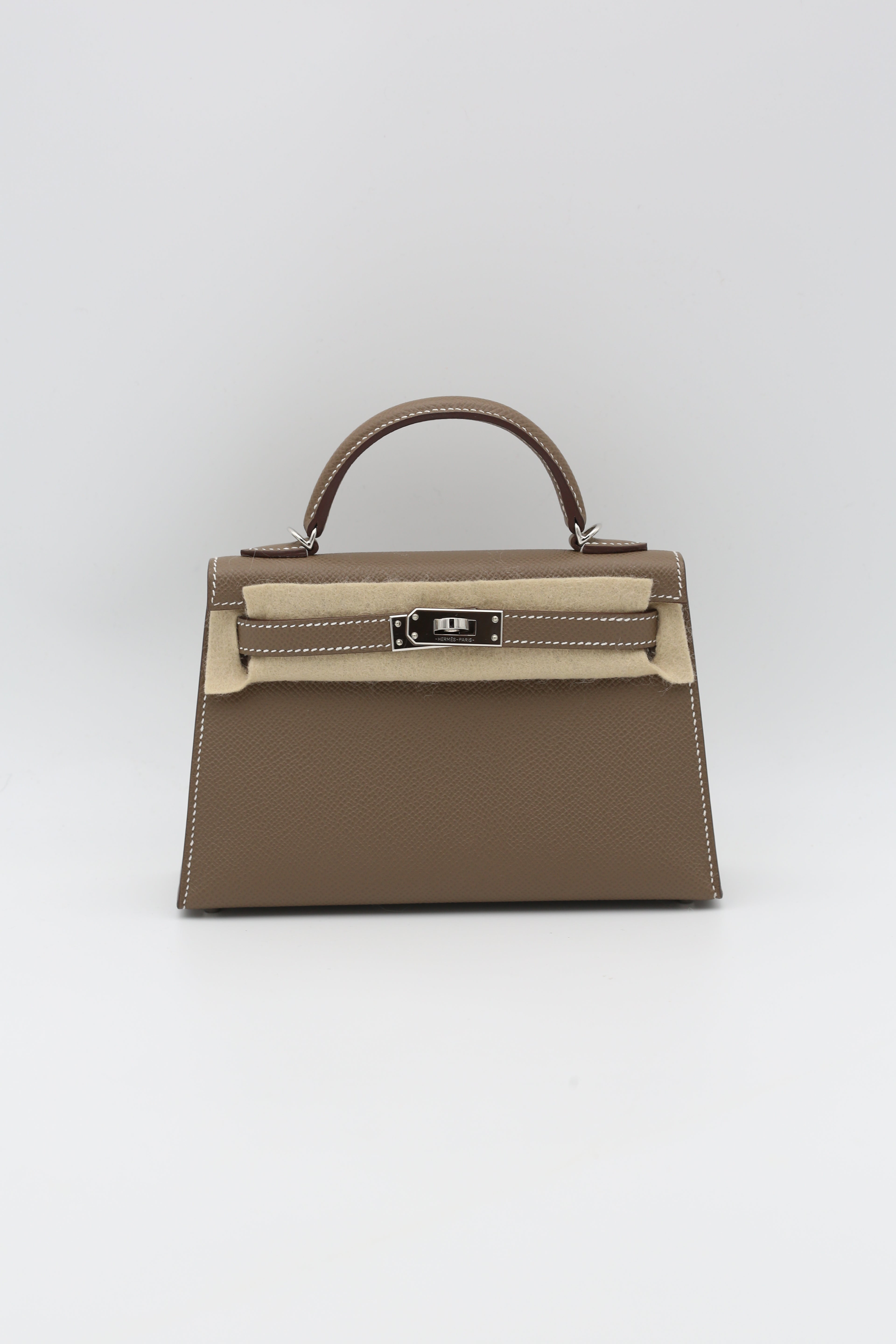 HERMÈS MINI KELLY II ETOUPE SILVER K STAMP