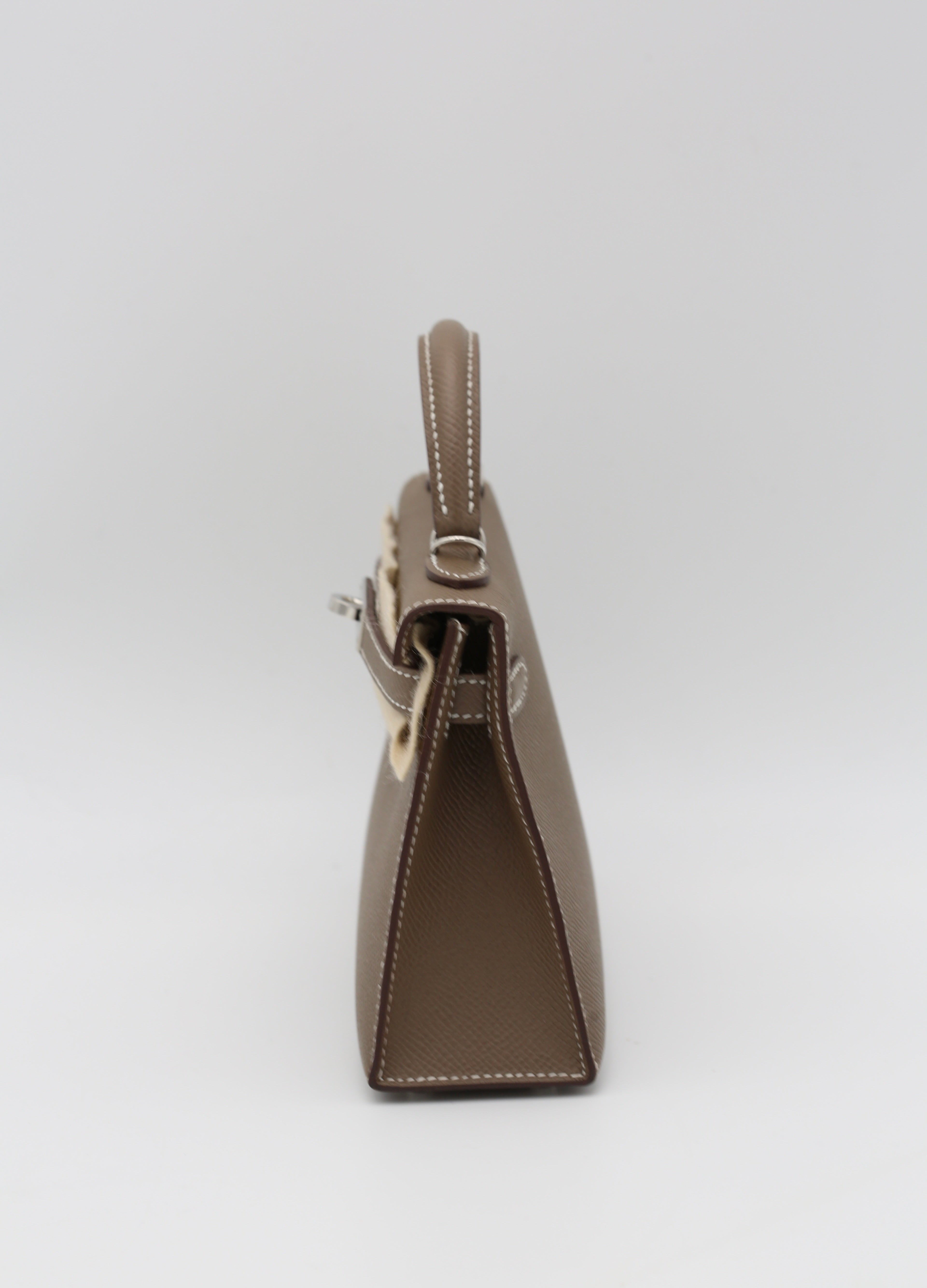 HERMÈS MINI KELLY II ETOUPE SILVER K STAMP