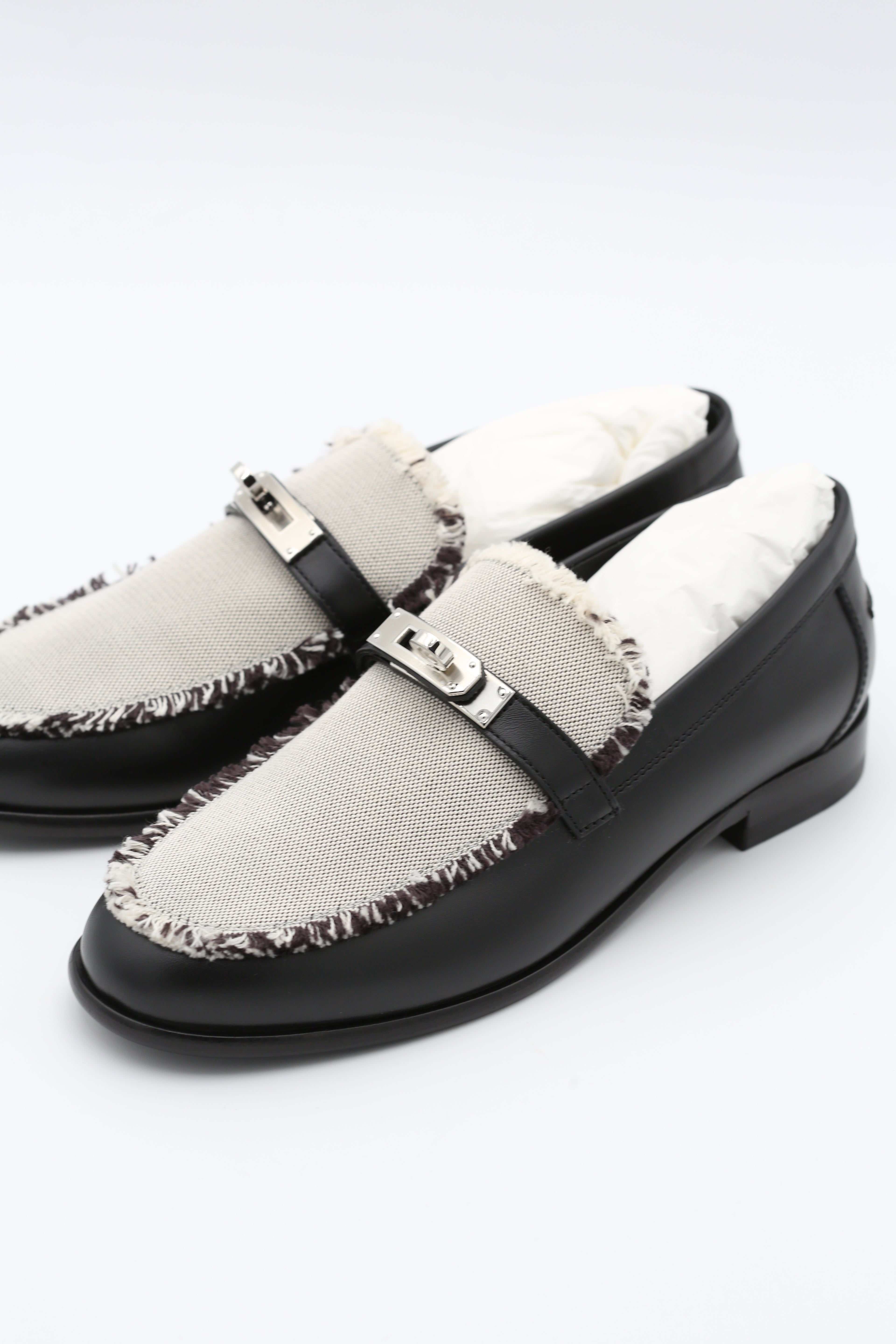 HERMÈS KELLY LOAFER CANVAS NOIR SIZE 38