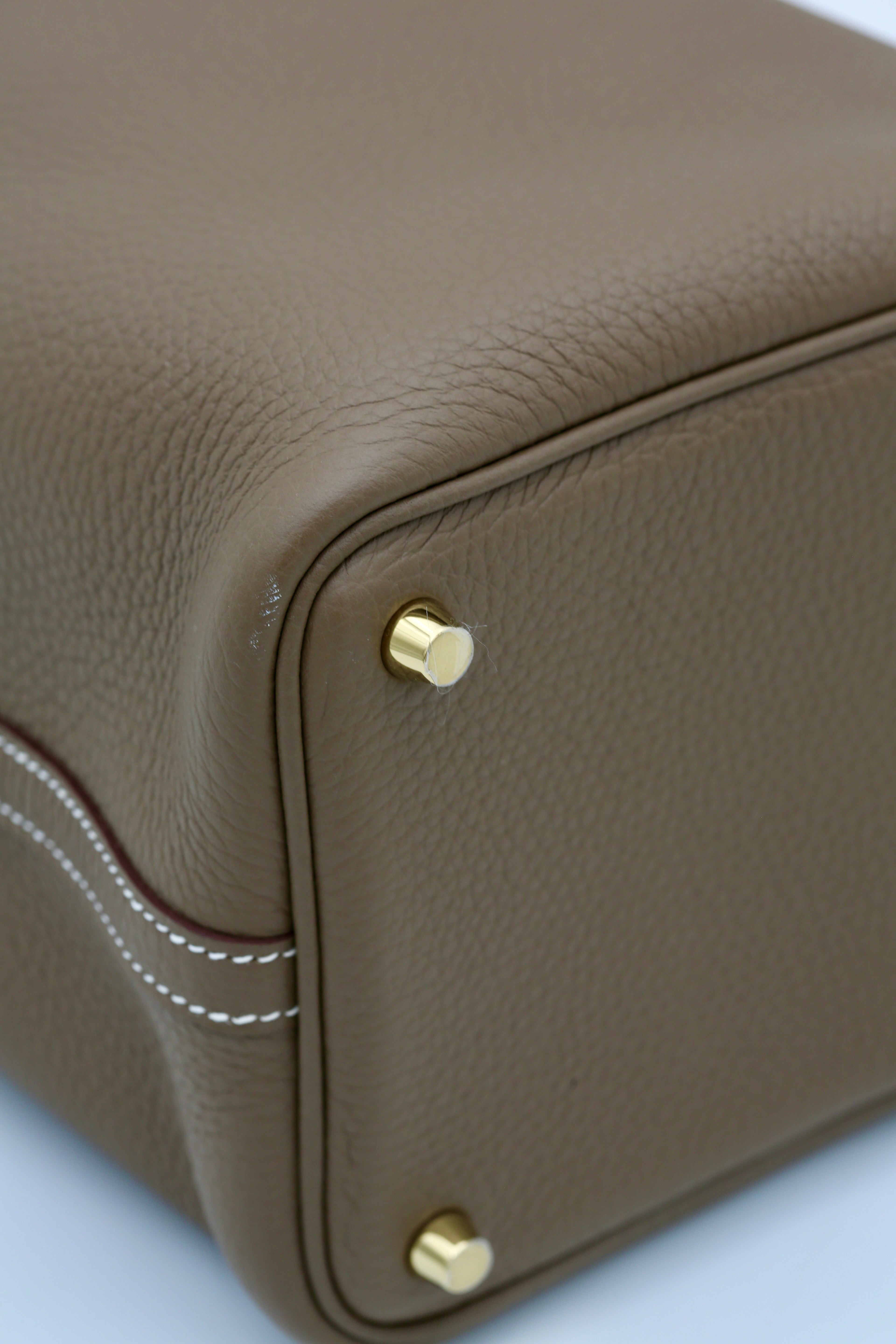 HERMÈS PICOTIN18 ETOUPE TAURILLON CLEMENCE B STAMP