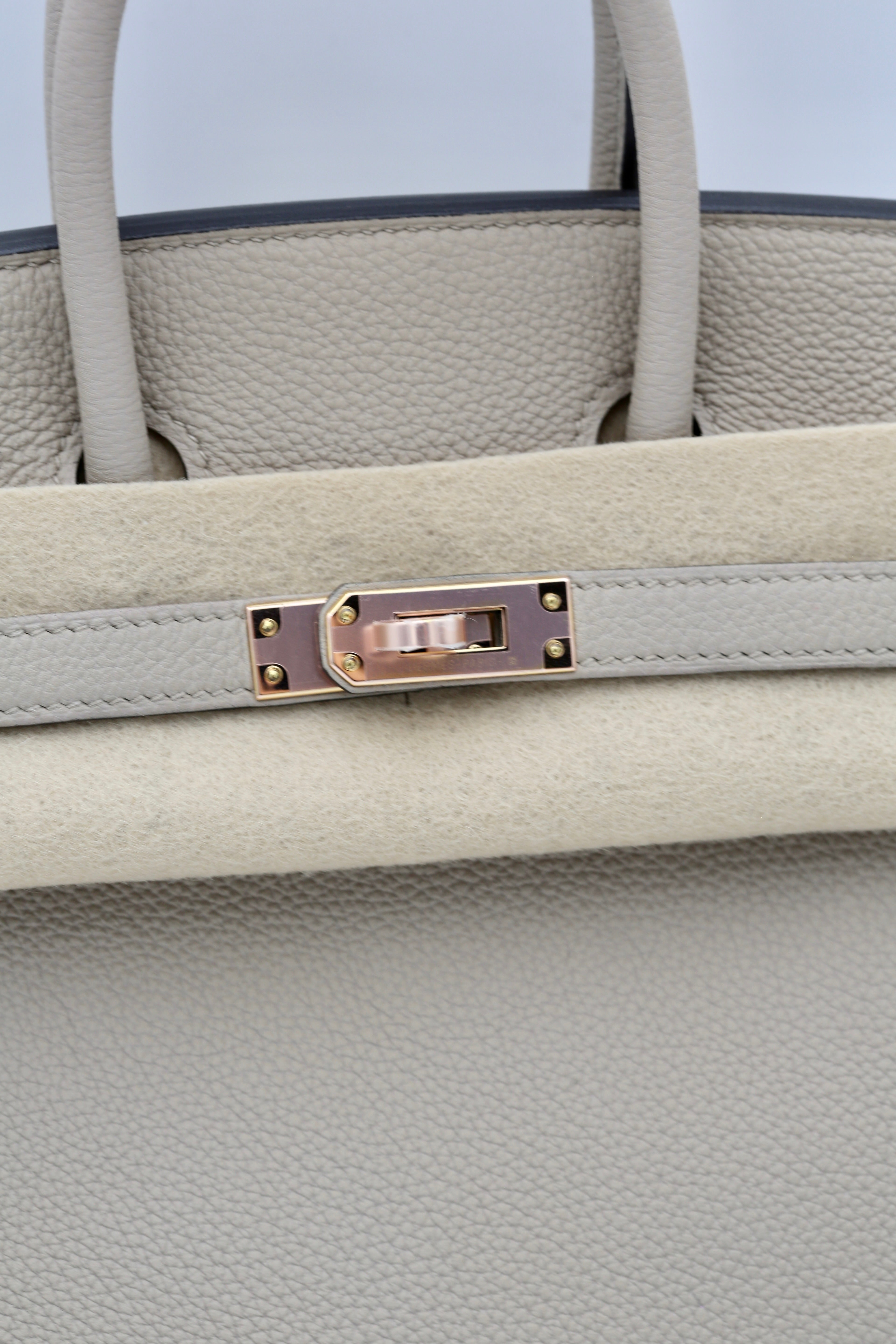HERMÈS BIRKIN25 GRIS TOURTERELLE TOGO ROSE GOLD HARDWARE C STAMP