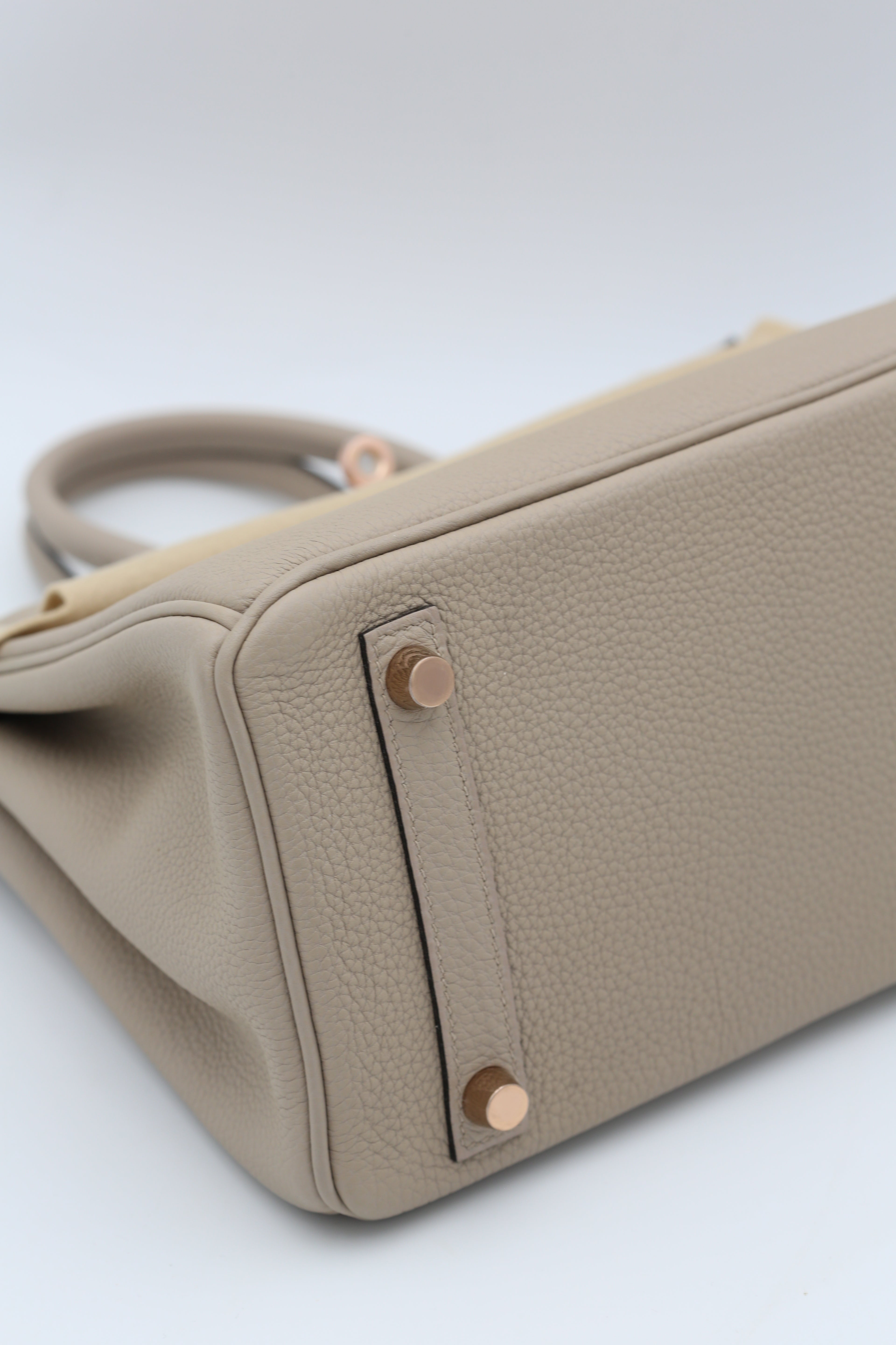 HERMÈS BIRKIN25 GRIS TOURTERELLE TOGO ROSE GOLD HARDWARE C STAMP