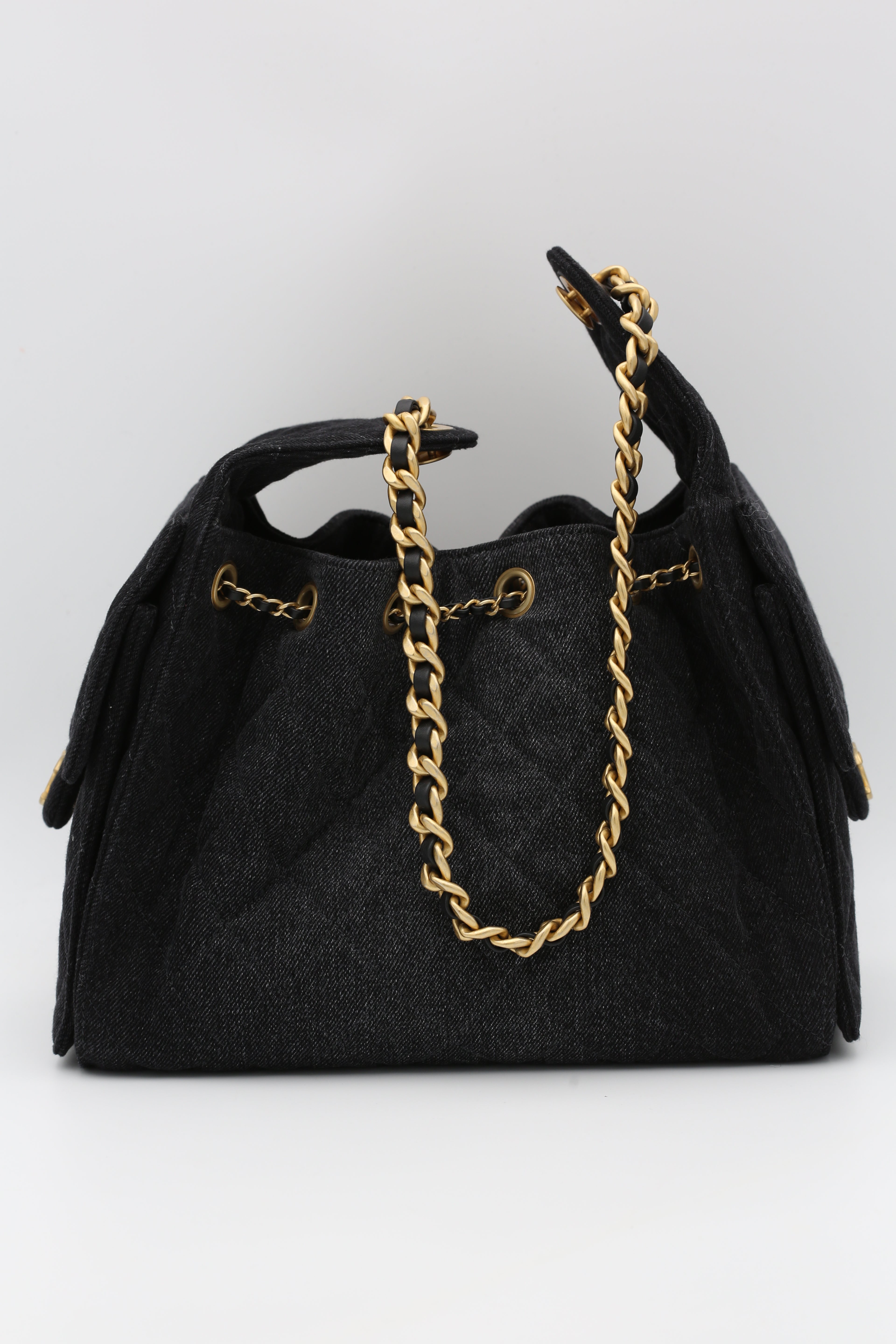 CHANEL HOBO BAG SMALL WASHED DEMIN & GOLD METAL BLUE 2025