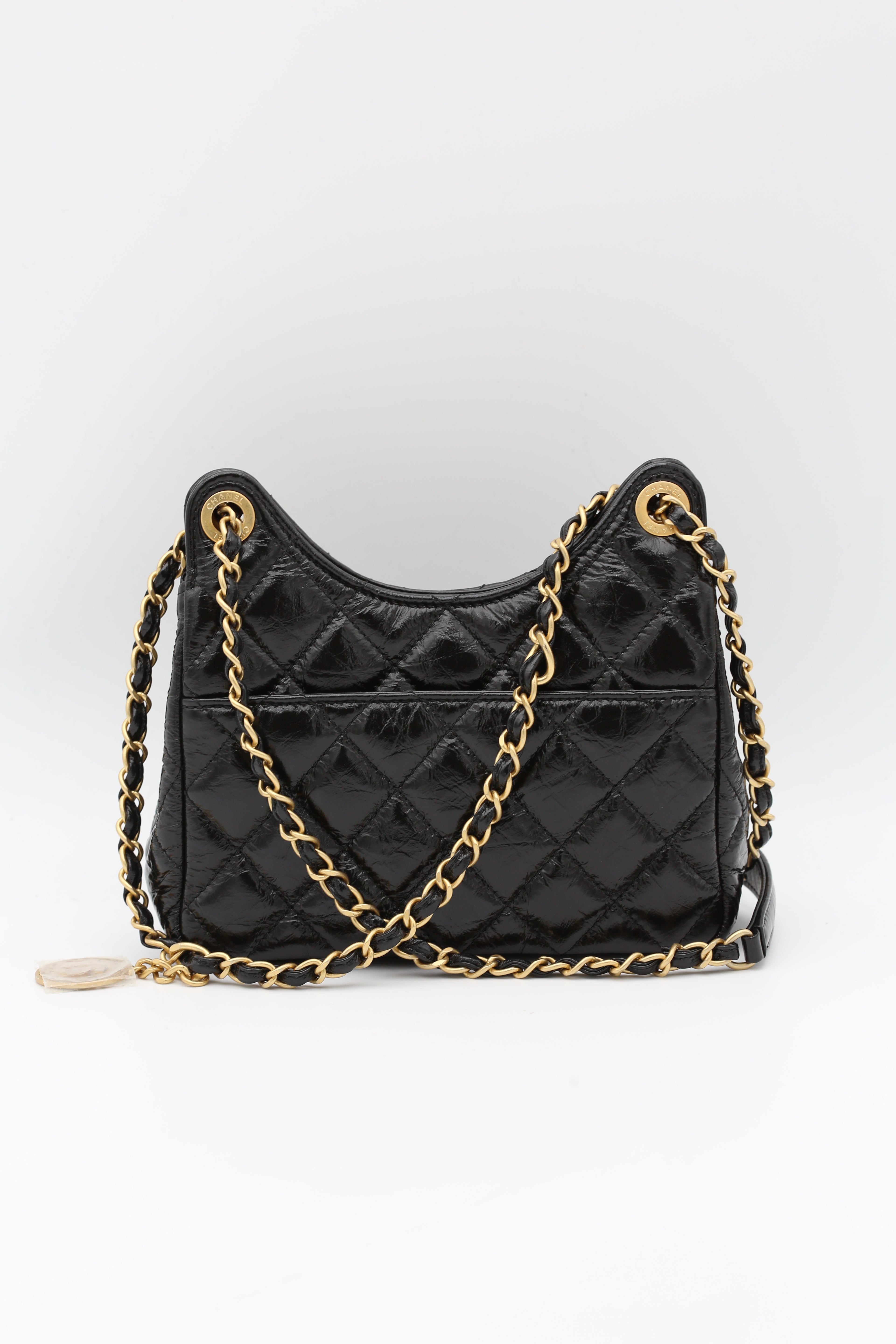 CHANEL 23C HOBO BAG BLACK GOLD HARDWARE