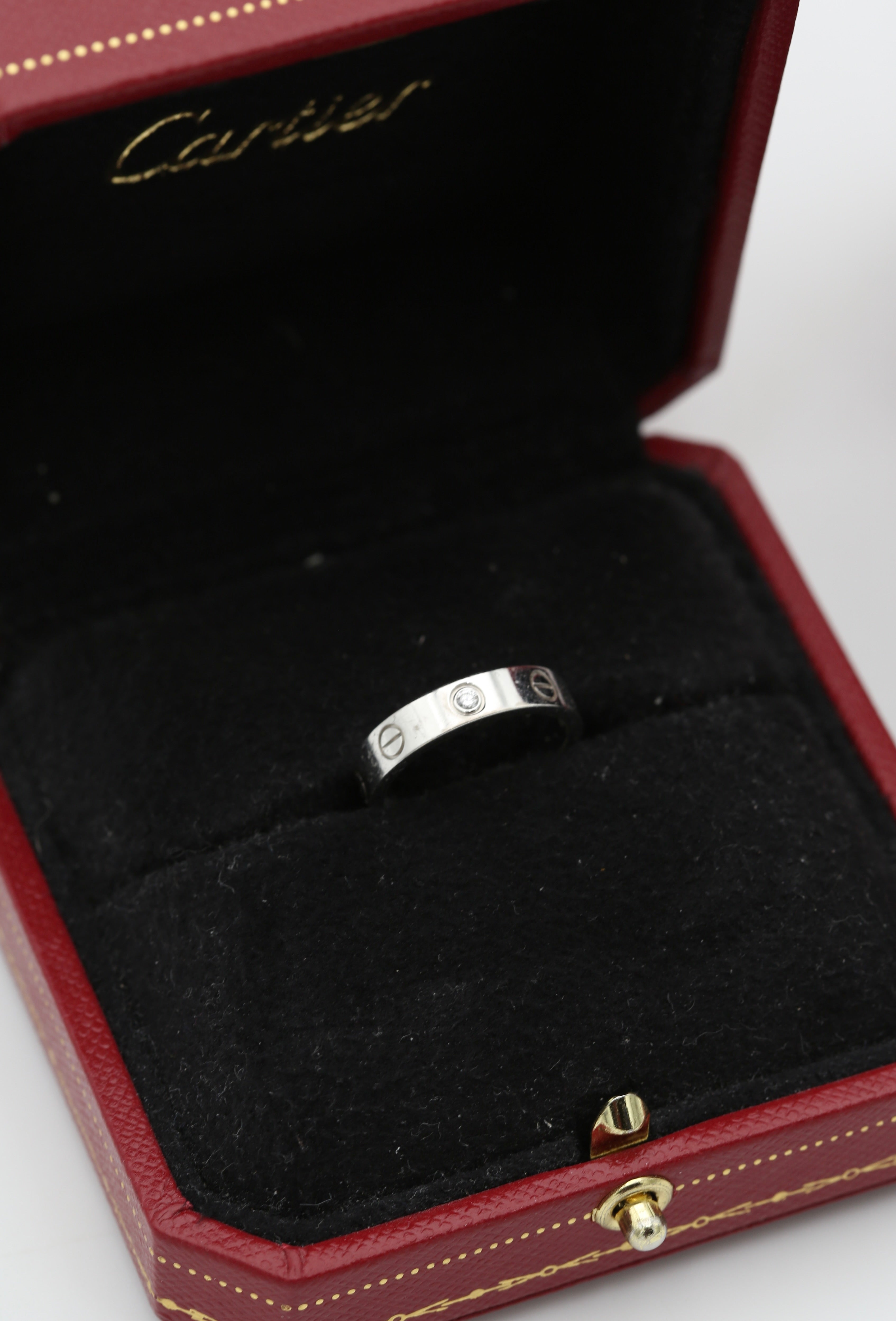 CARTIER LOVE RING CLASSIC MODEL 18K WHITE GOLD WITH ONE DIAMOIND