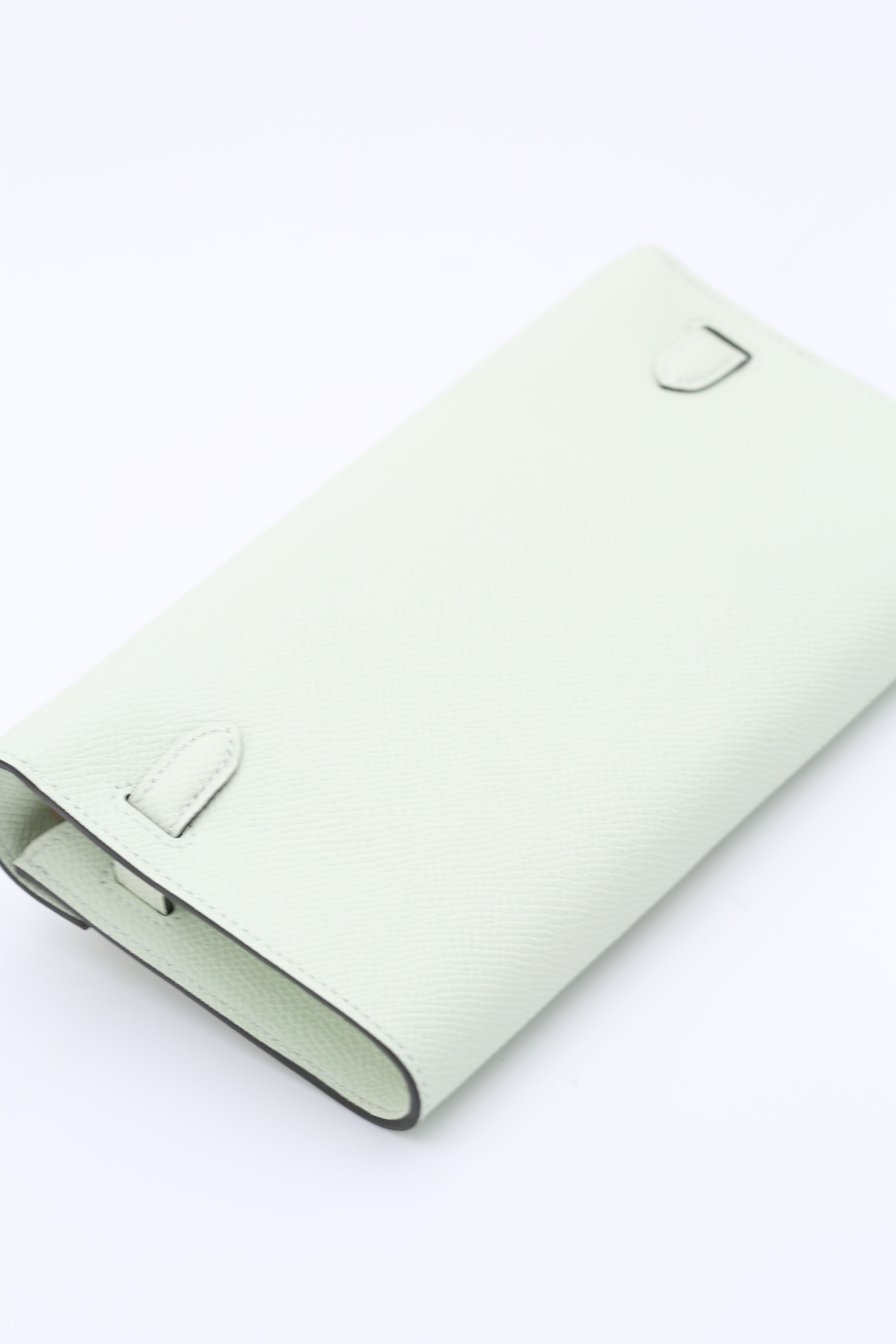 HERMÈS KELLY TO GO WALLET VERT FIZZ EPSOM SILVER HARDWARE B STAMP