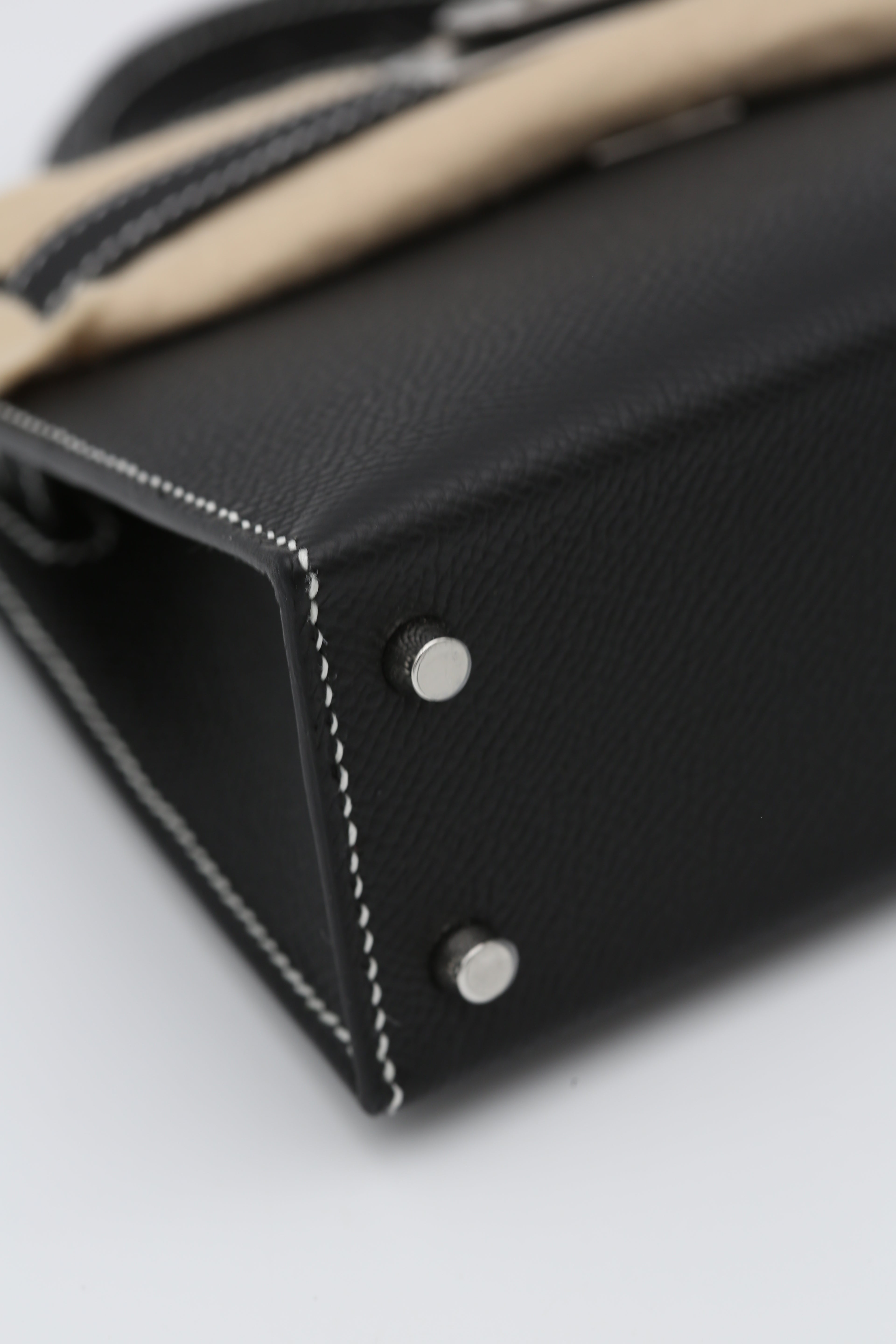 HERMÈS MINI KELLY II BLACK EPSOM LIME INTERIOR SILVER HARDWARE G STAMP