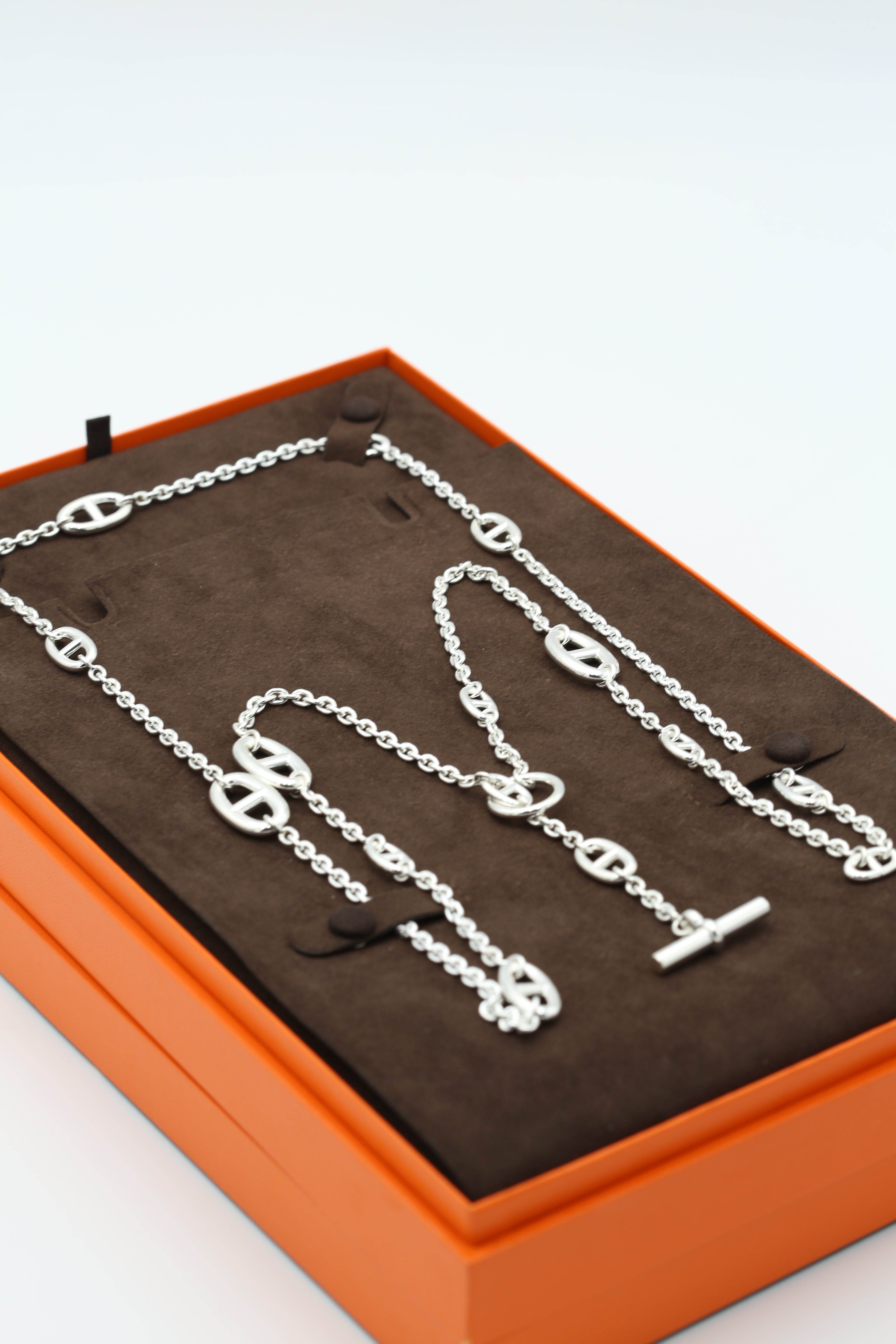 HERMÈS FARANDOLE LONG NECKLACE 160 SILVER